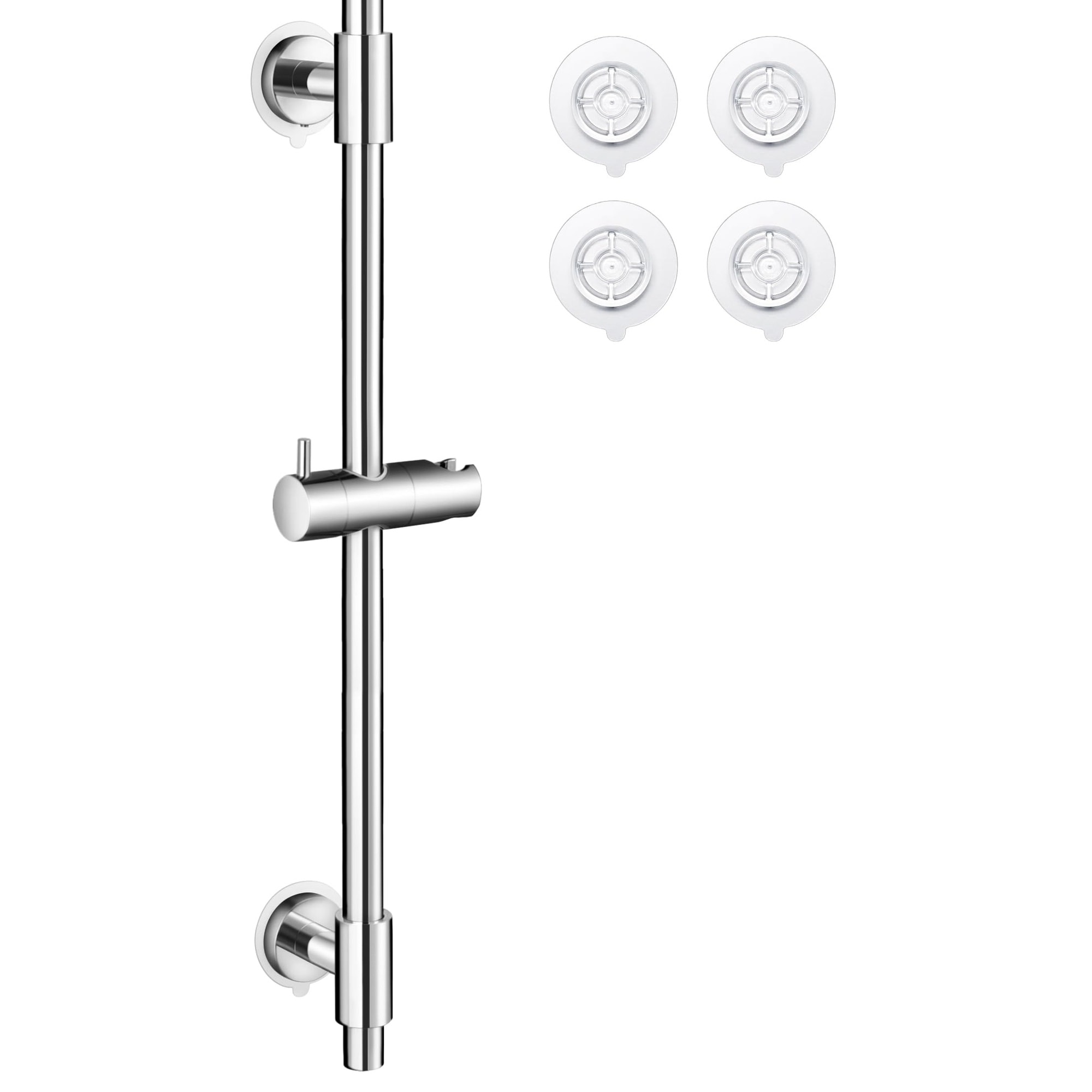 Wudkey 30 in. Self Adhesive Polished Stainless Steel Shower Slide Bar with Adjustable Hand Shower Holder for Bathroom