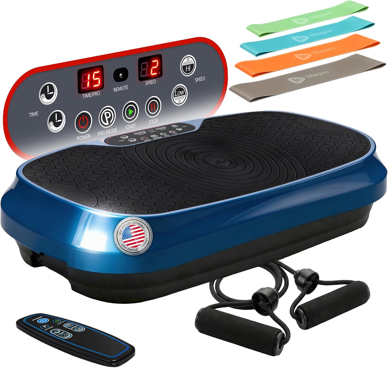 Lifepro Waver Mini Vibration Plate Exercise Machine Compact Whole Body Vibration Platform with 99 Speeds 10 Presets and Resistance Bands for Lymphatic Drainage Toning and Weight Loss