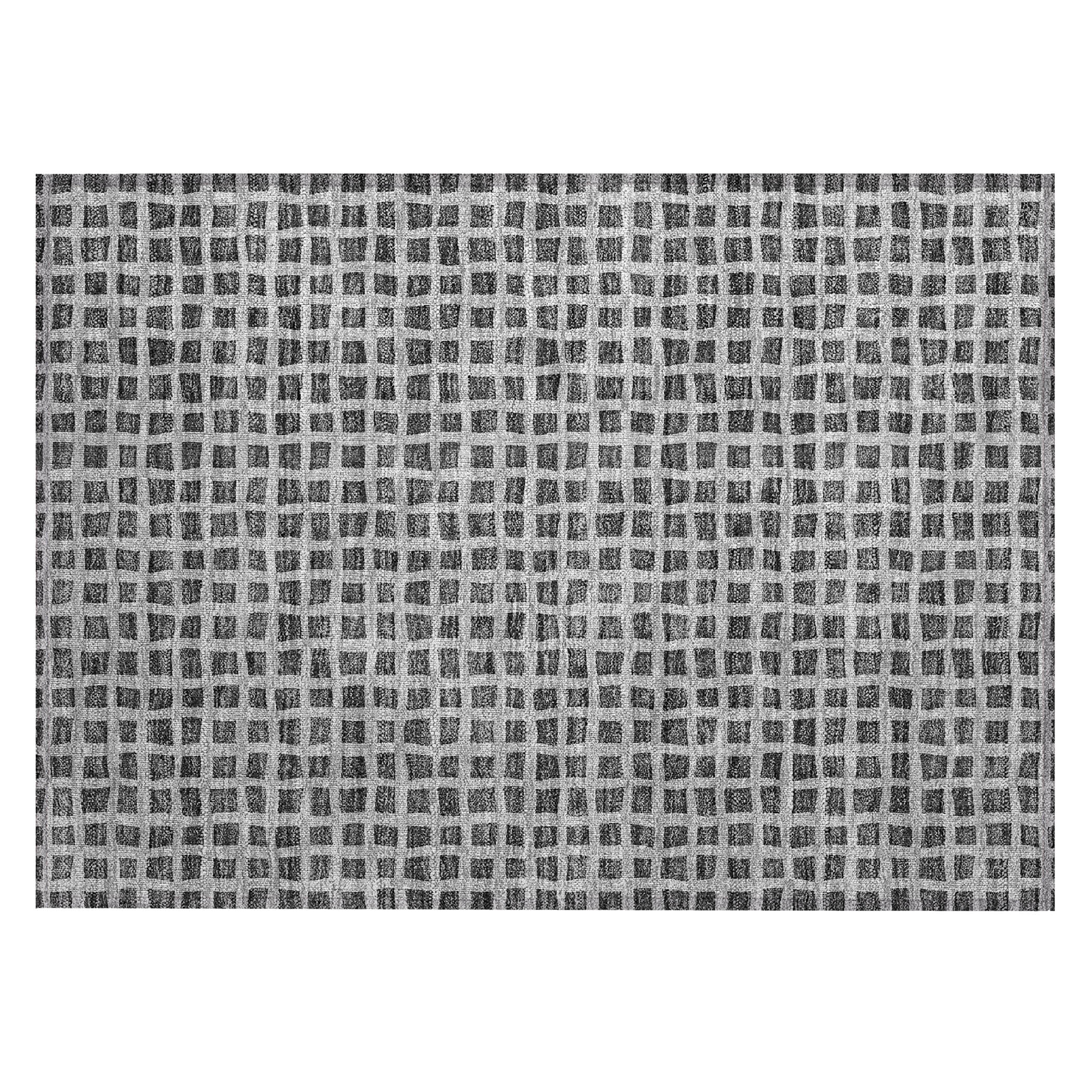 Graphite Gray Geometric Synthetic Washable 8' x 10' Rug