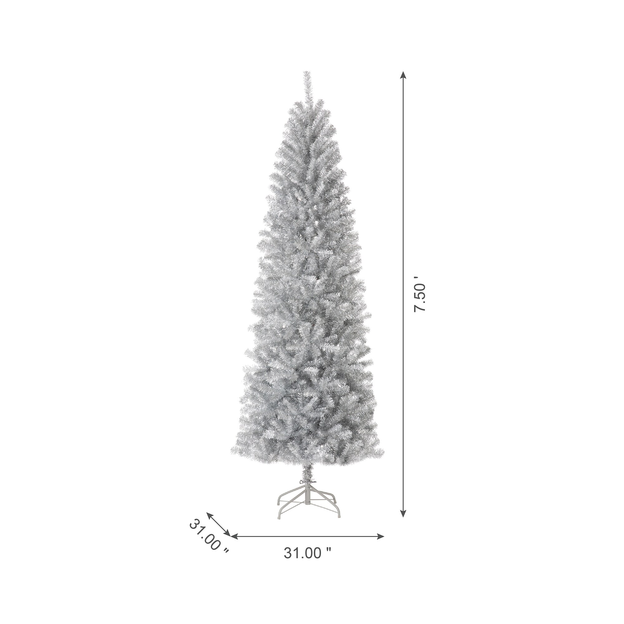 Glitzhome 7.5-ft Silver Tinsel Artificial Christmas Tree - Full Shape ...