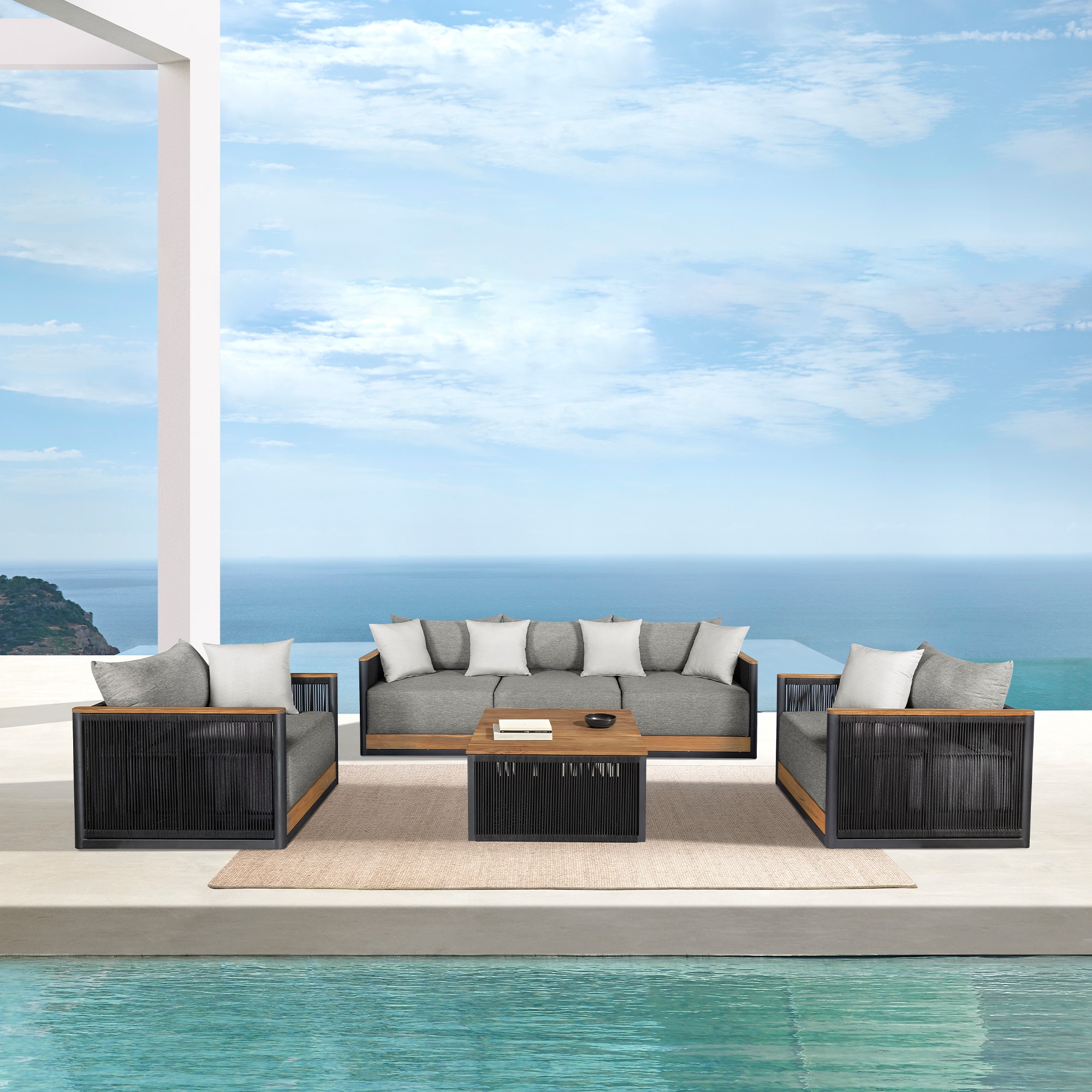 Armen Living SETODAR4BLKGRY Patio-Conversation-Sets - View #13