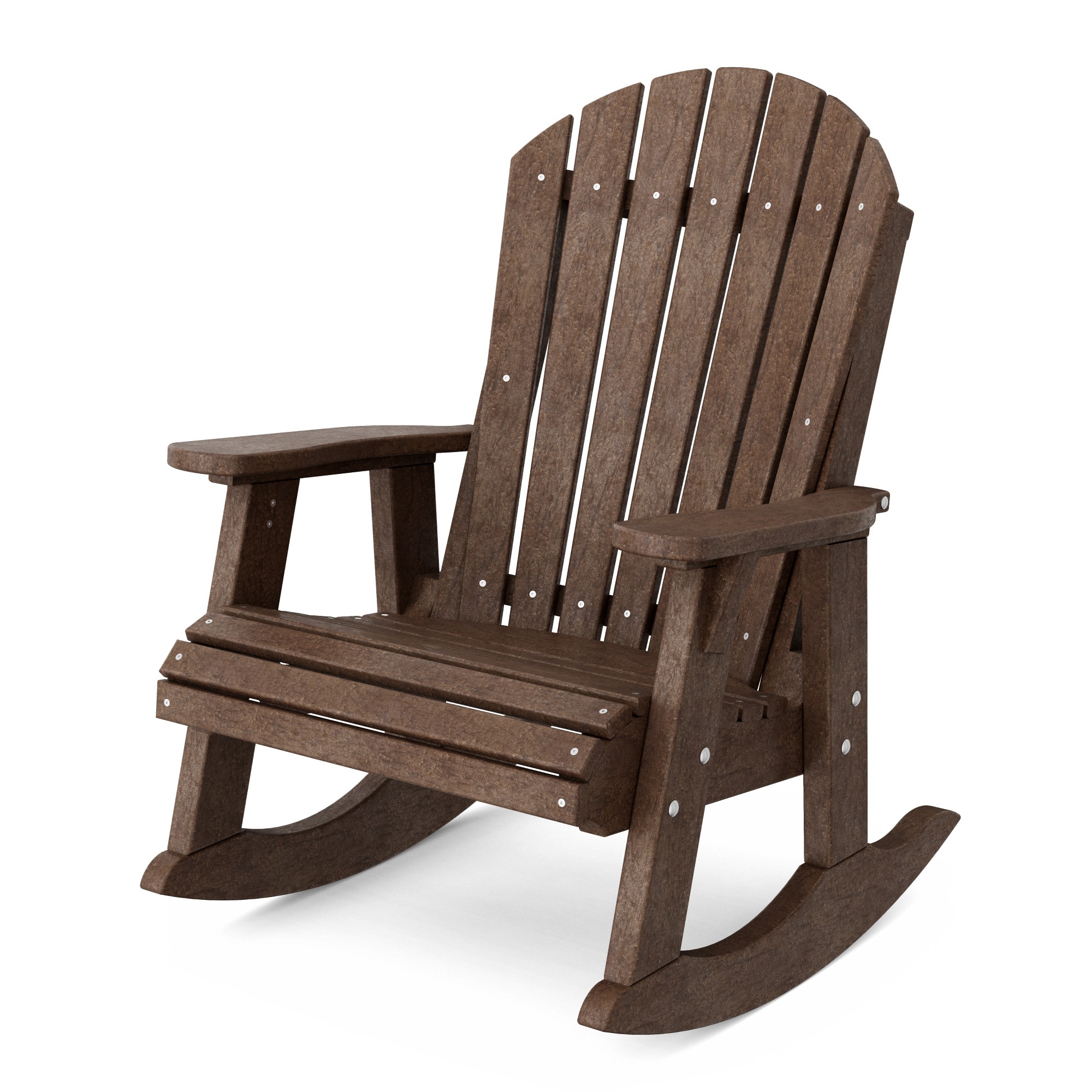 Wildridge LCC-115-TB Heritage Adirondack Tudor Brown HDPE Frame Rocking Chair with Slat Seat