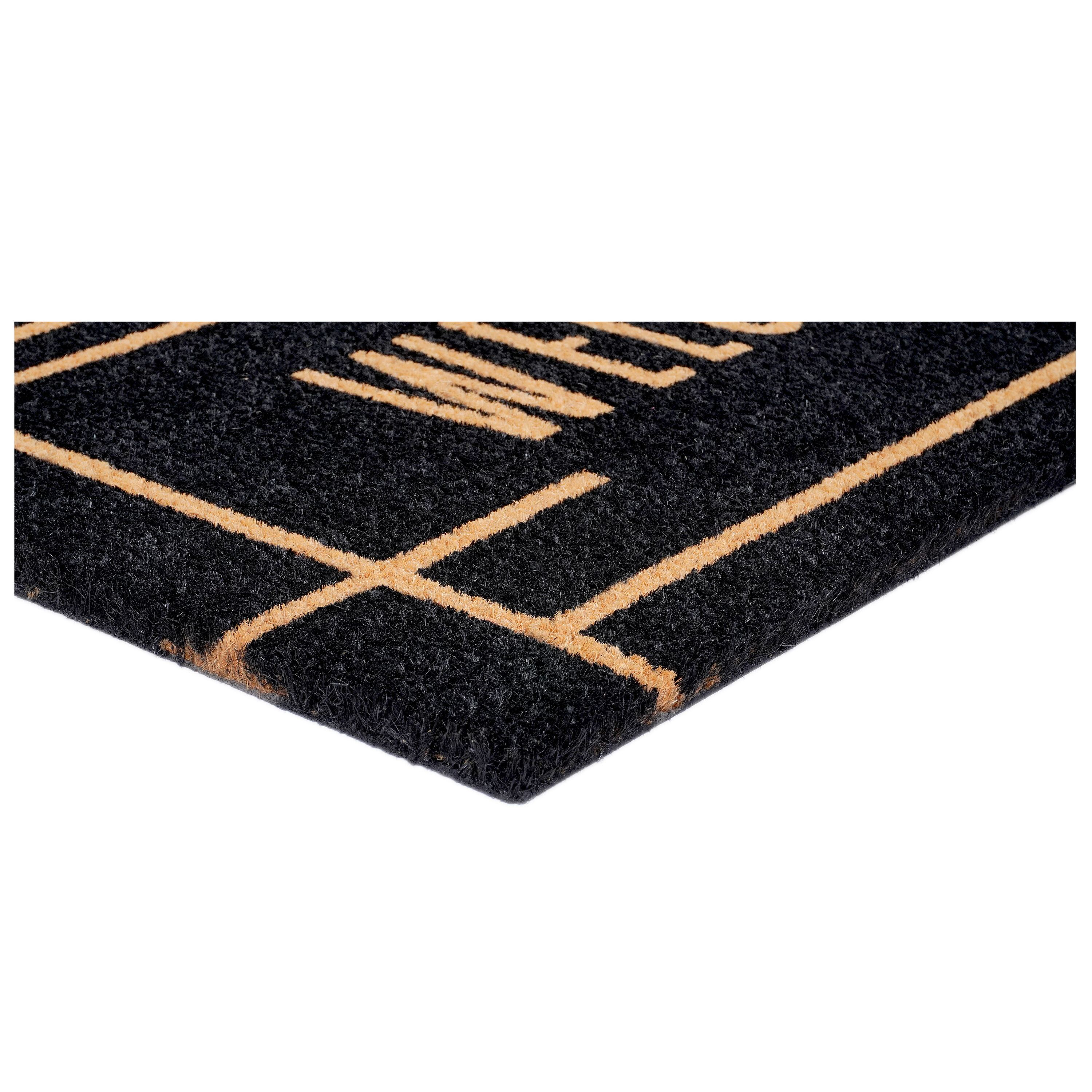Modern Black Coconut Husk Outdoor Doormat 17" x 29"