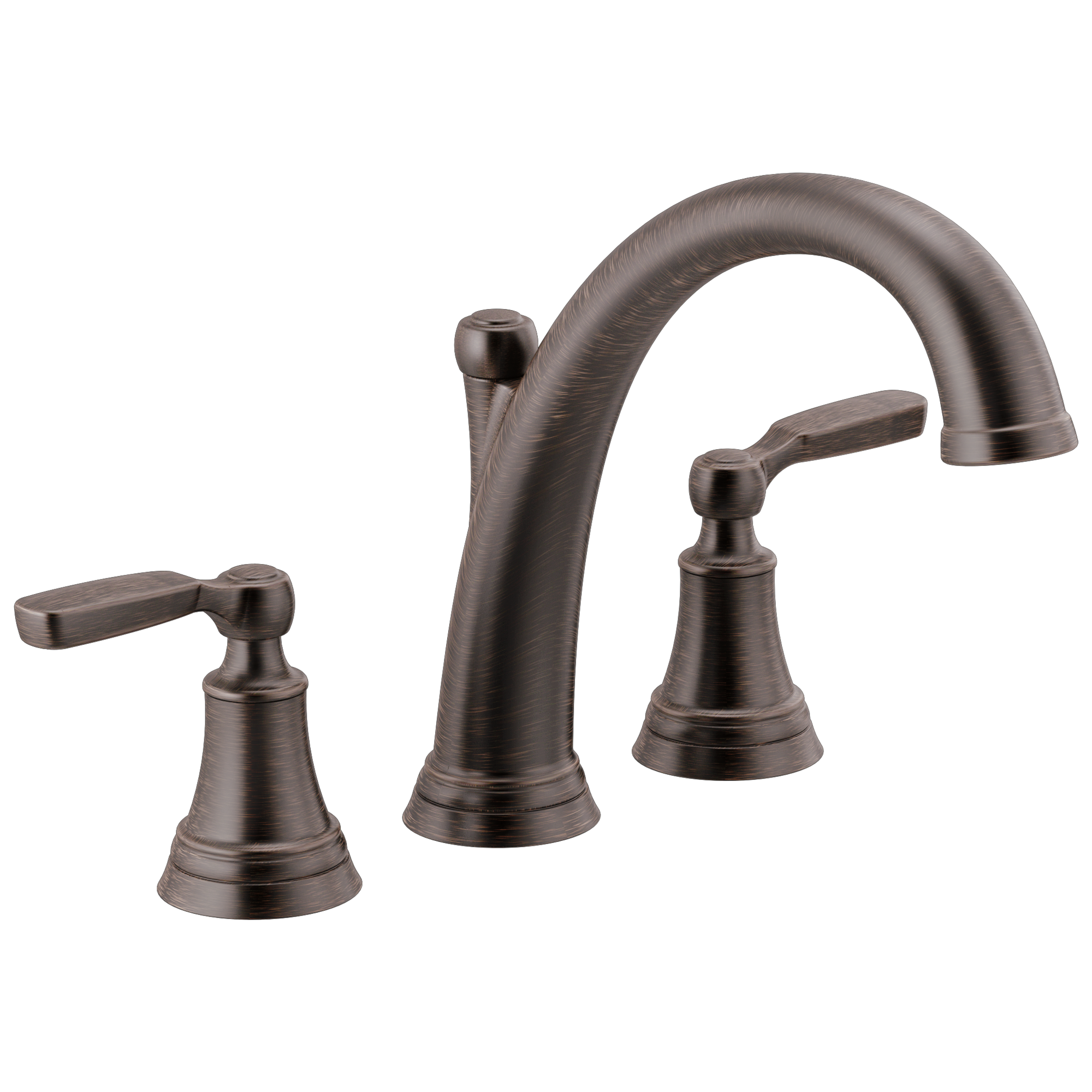 Delta T2732-RB Woodhurst Venetian Bronze 2-handle Deck-mount Roman Mid-arc Bathtub Faucet