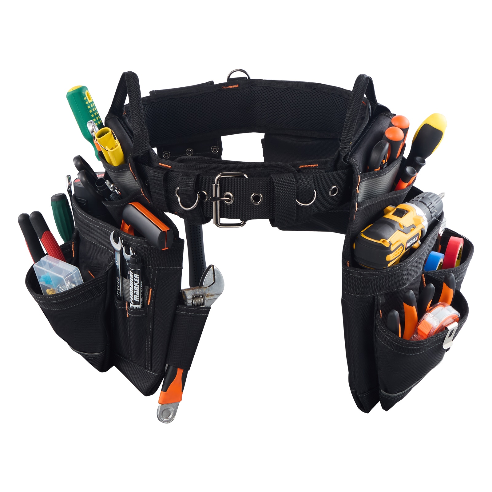 GIVIMO Professional Tool Belt 18 Pockets Heavy Duty Adjustable Waist Tool Pouch for Men with Quick-Release Buckle and Reinforced Stitching for Electricians and Installers