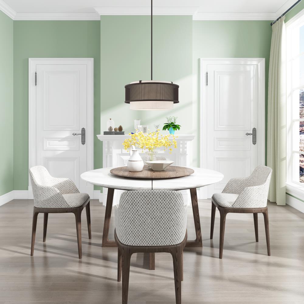 Braddock Bronze 4-Light Drum Chandelier with Oatmeal Shade