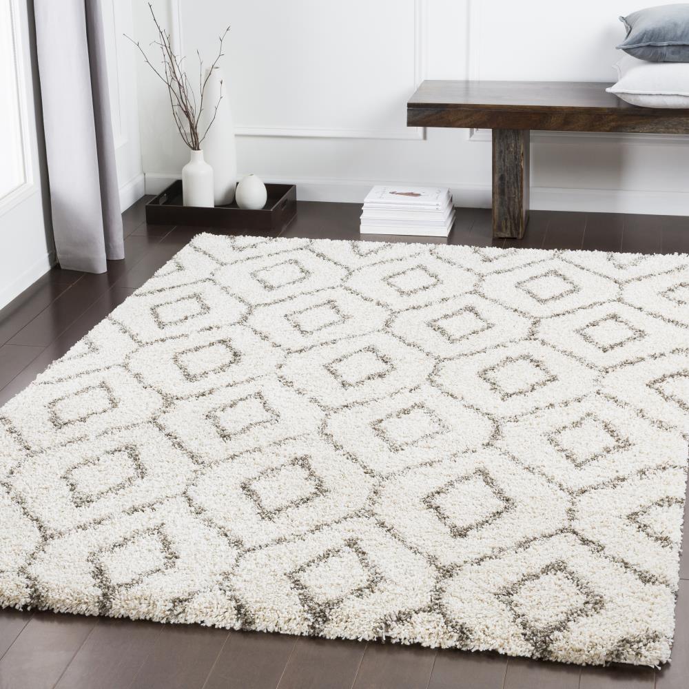 Surya Serengeti Shag 8 x 10 White Indoor Trellis Area Rug at Lowes.com