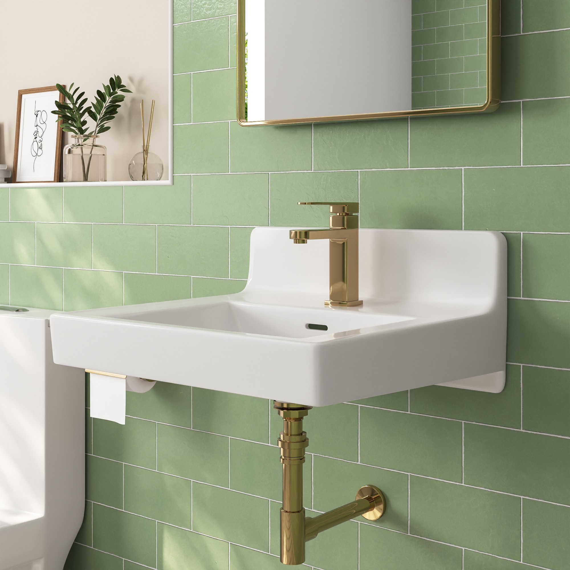 DeerValley DV-1WS0130 Liberty Ceramic Wall-mount Rectangular Traditional White Bathroom Sink ( 20-Inches x 18.98-Inches )