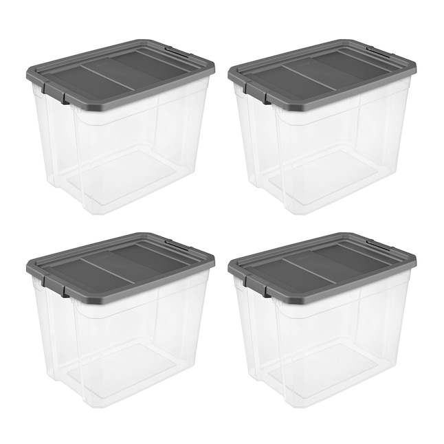 Sterilite 4-Pack Medium 27-Gallons (108-Quart) Clear Weatherproof Heavy  Duty Tote with Latching Lid in the Plastic Storage Containers department at