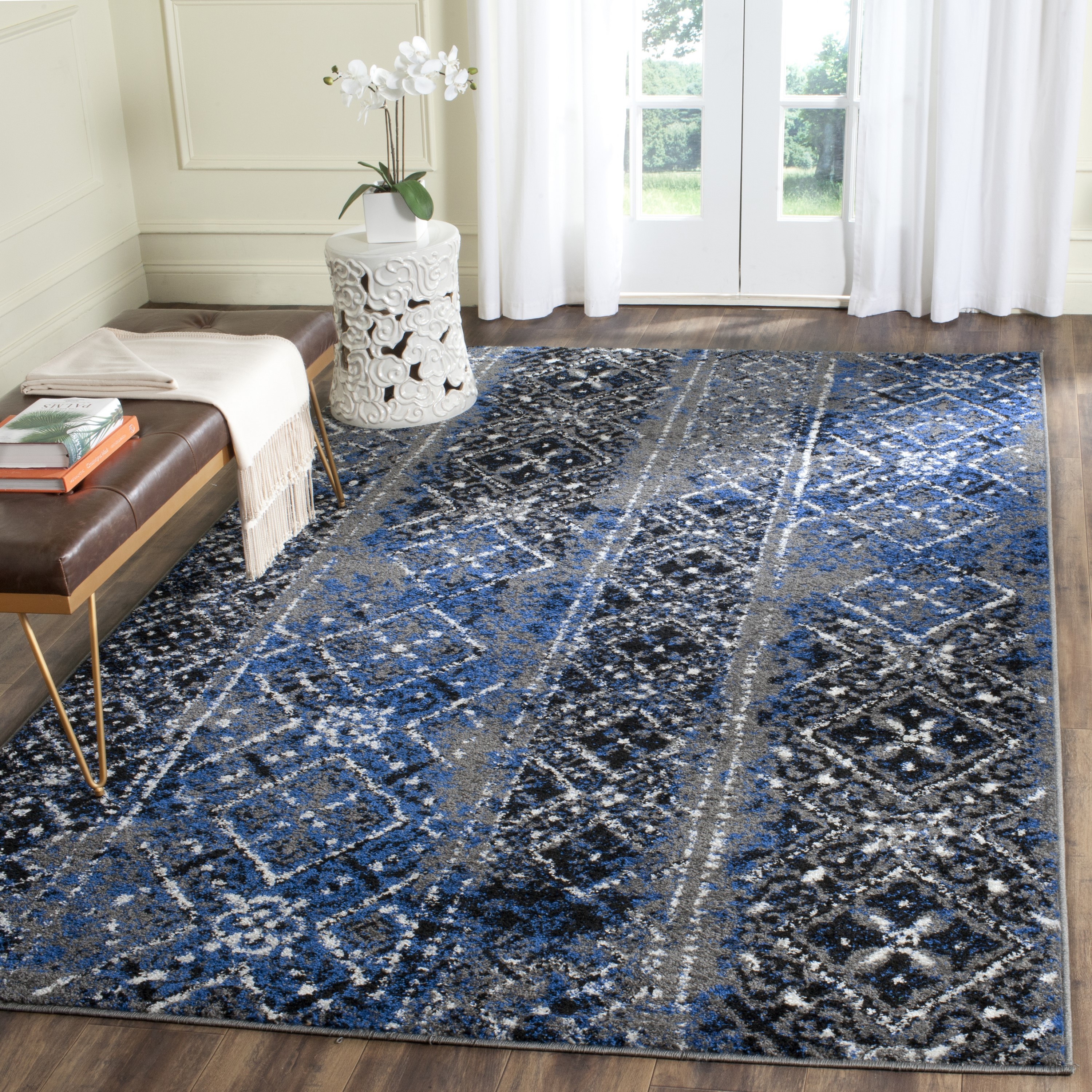 Safavieh ADR111G-3 Adirondack Winston 3 x 5 (ft) Loomed Polypropylene Silver/Multi Rectangular Indoor Abstract Moroccan Throw rug