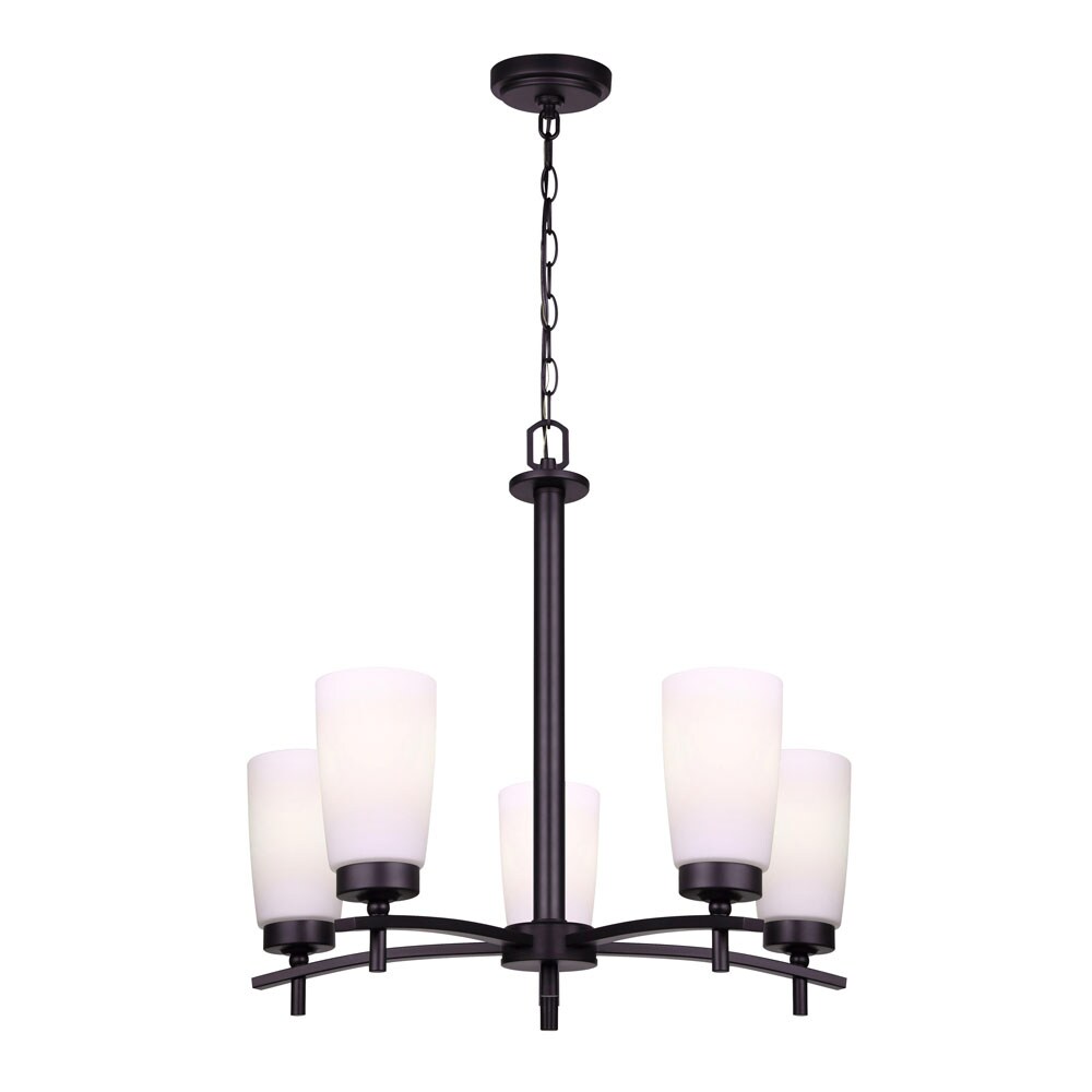 Canarm ICH326A05BK PORTIA 5 -Light Matte Black Transitional For Use in Dining Rooms, Kitchens, Living Rooms Chandelier