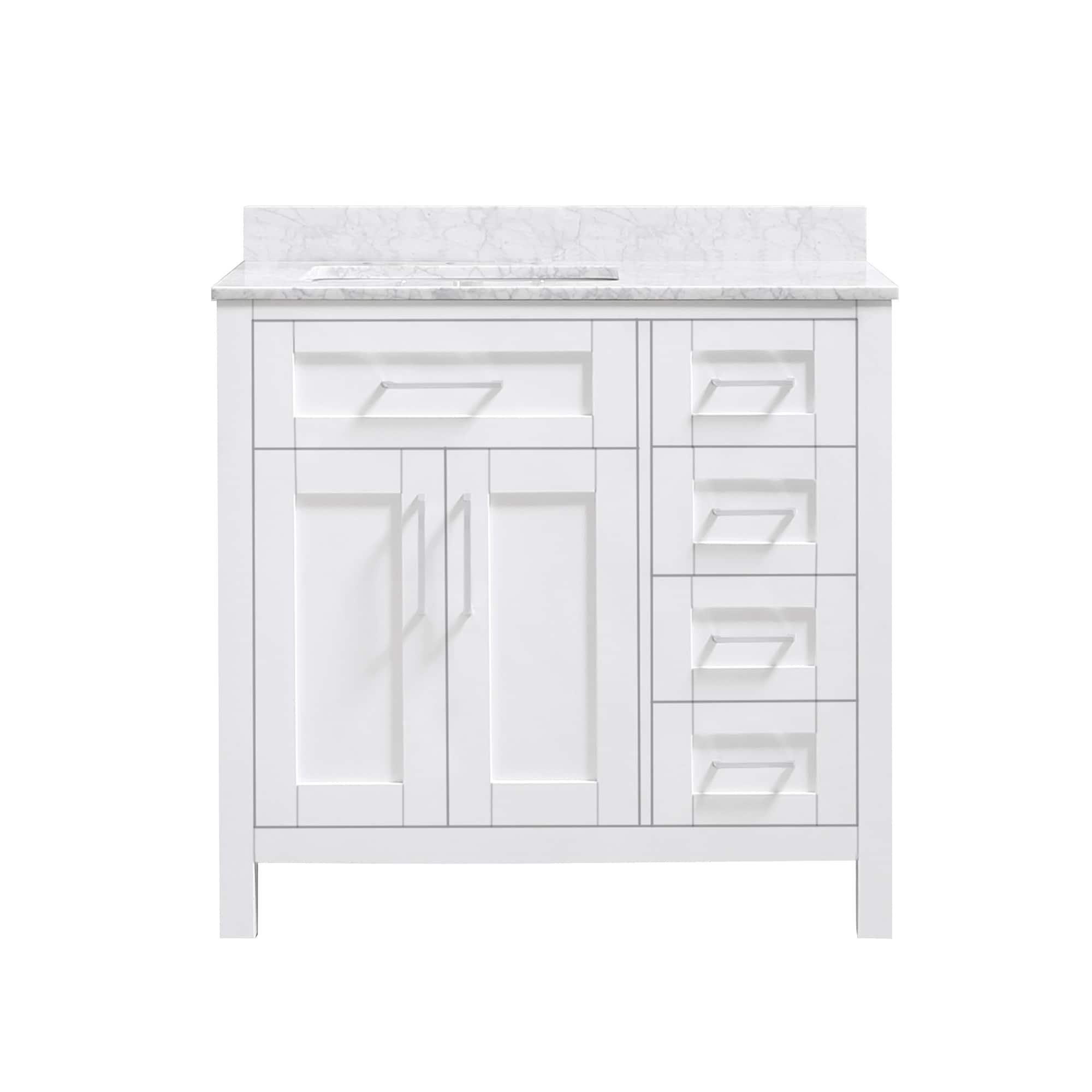 86 inch Single Sink Bathroom Vanity Set Including Makeup Table and 3  Matching Mirrors Antique White Color (86Wx22Dx36H) S7530