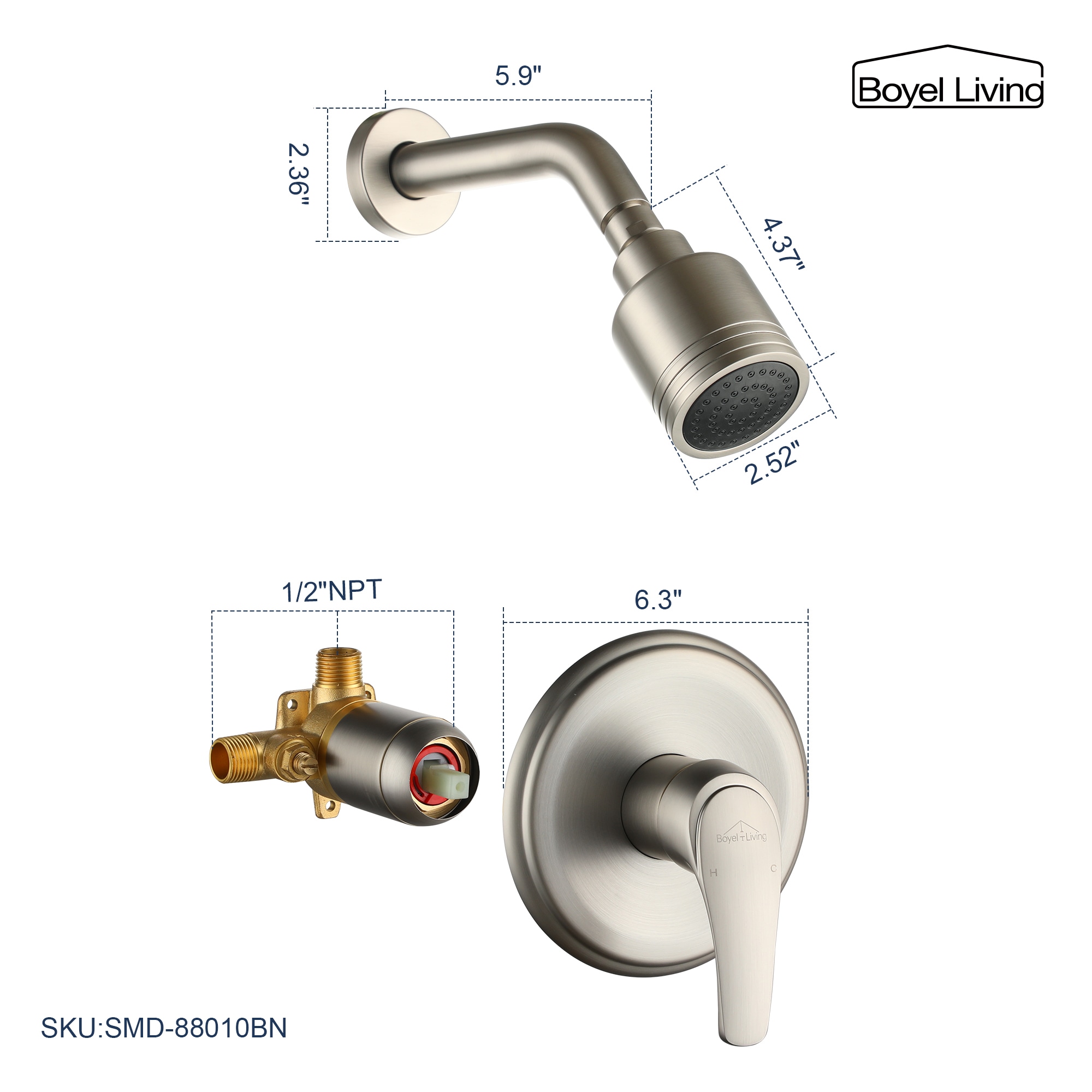 Clihome SMD-88010BN Showerhead-Bar-Panels - View #5