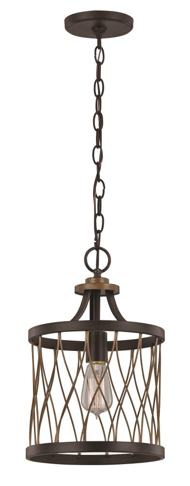 Lucid Lighting 70690 ROB Rubbed Oil Bronze Rustic Drum Hanging Pendant Light