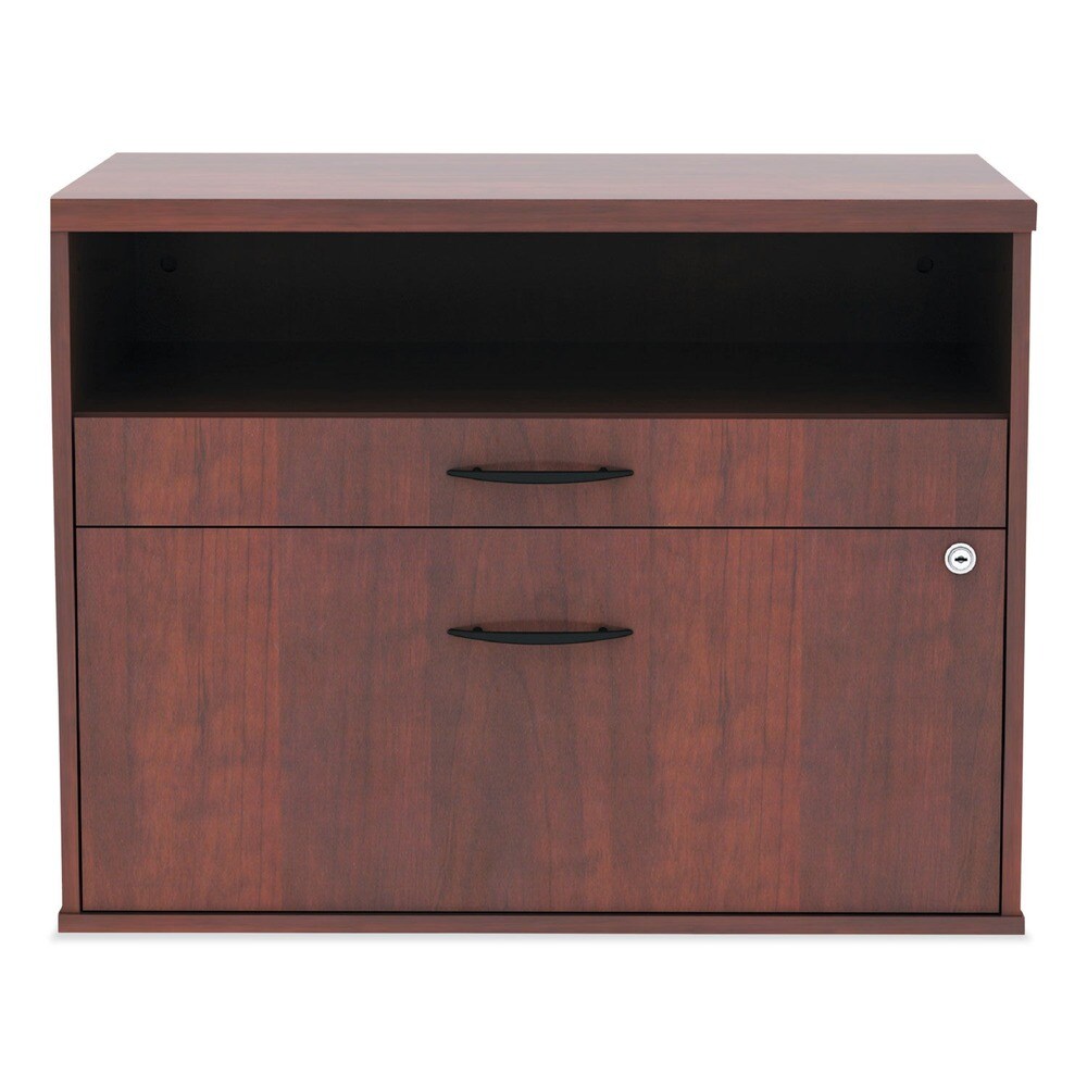 Alera ALENLS583020MC ALELS583020MC Open Office Desk with 2 Drawers and Shelf in Cherry Finish