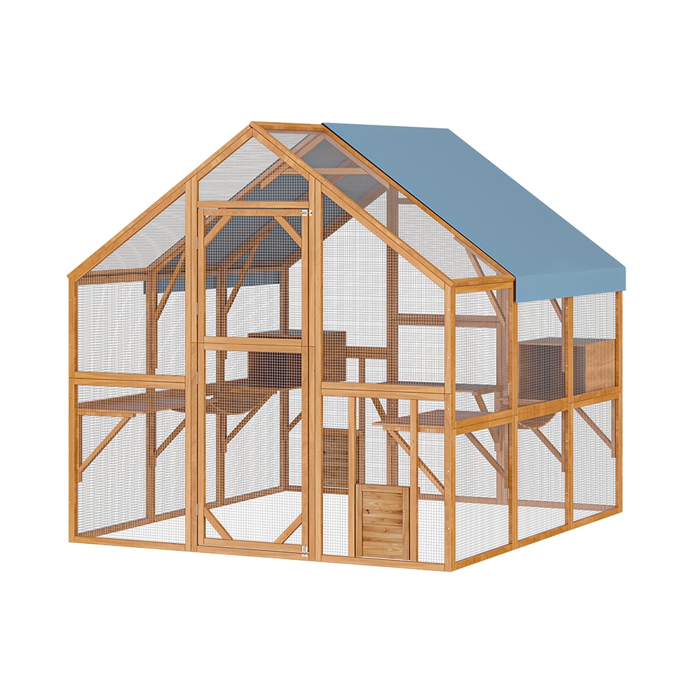 Homsee C-KF150158-07-AB Brown Wood Convertible Chicken Coop and Rabbit Hutch – Secure Outdoor Shelter for Poultry and Small Animals