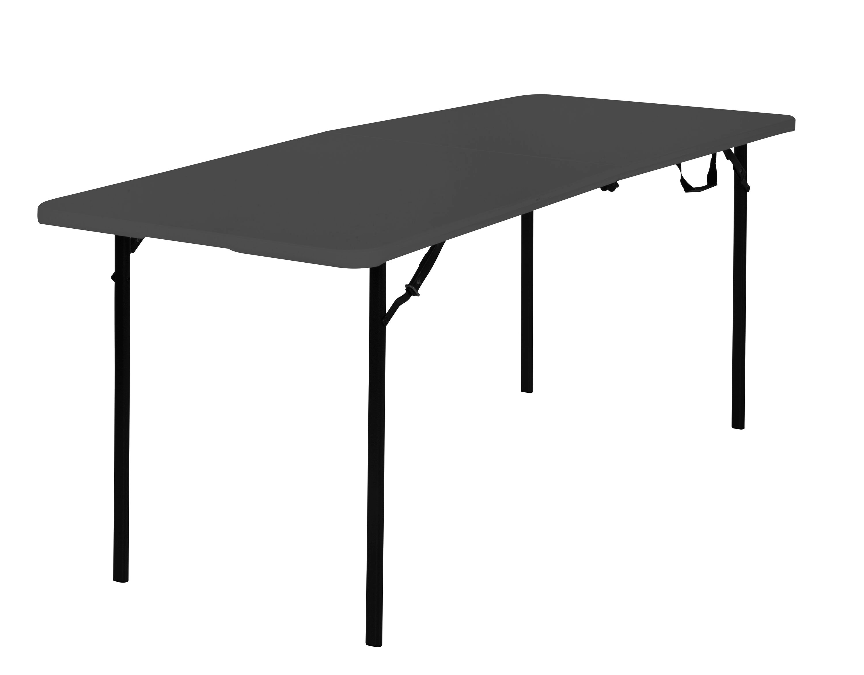 Cosco 14686BLK2L 2.5-ft x 6-ft Fold-in-Half Indoor or outdoor Rectangle Resin Black Folding banquet table 8 -Person