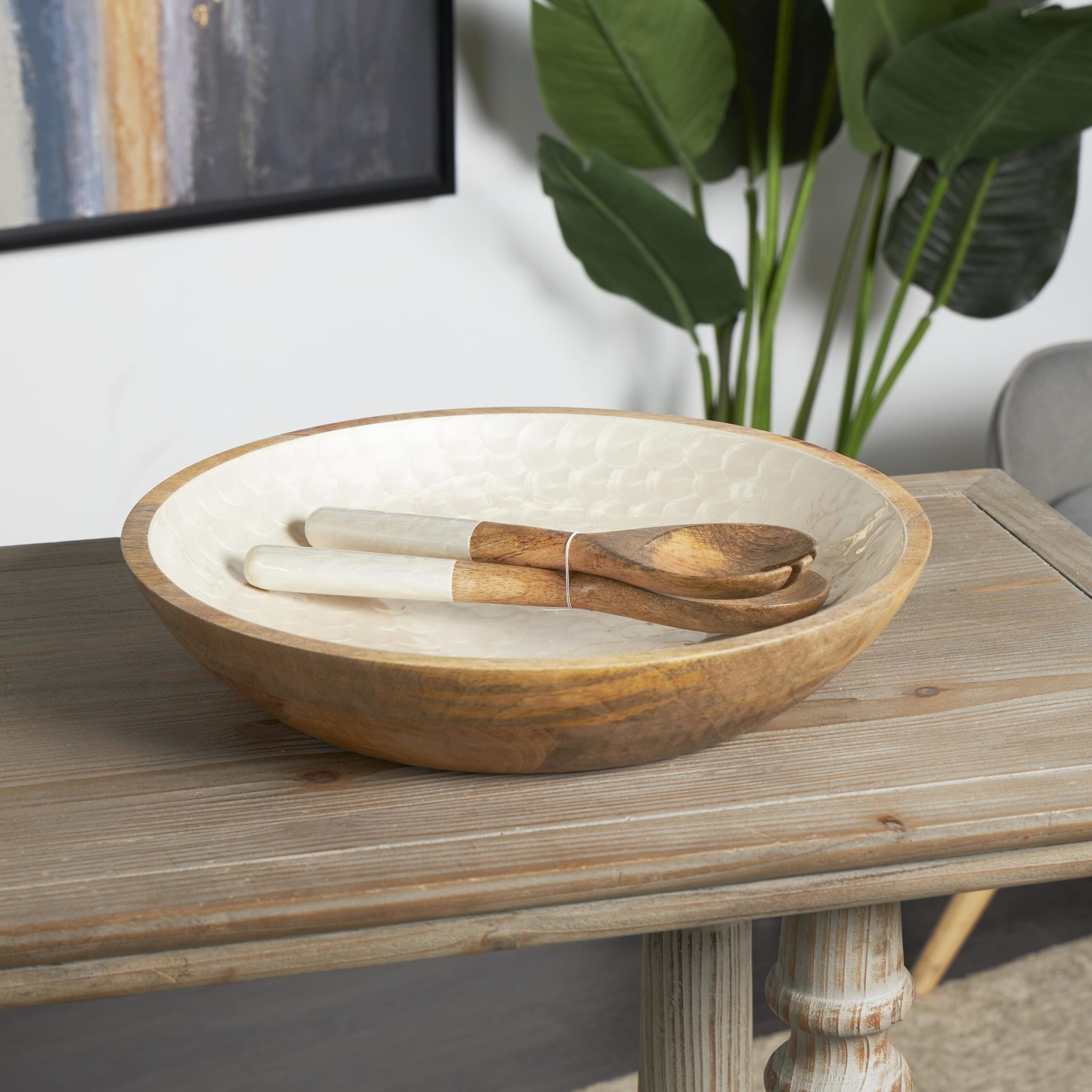 Grayson Lane 820500 3-pack Off-white Wood Serving Bowl(s)