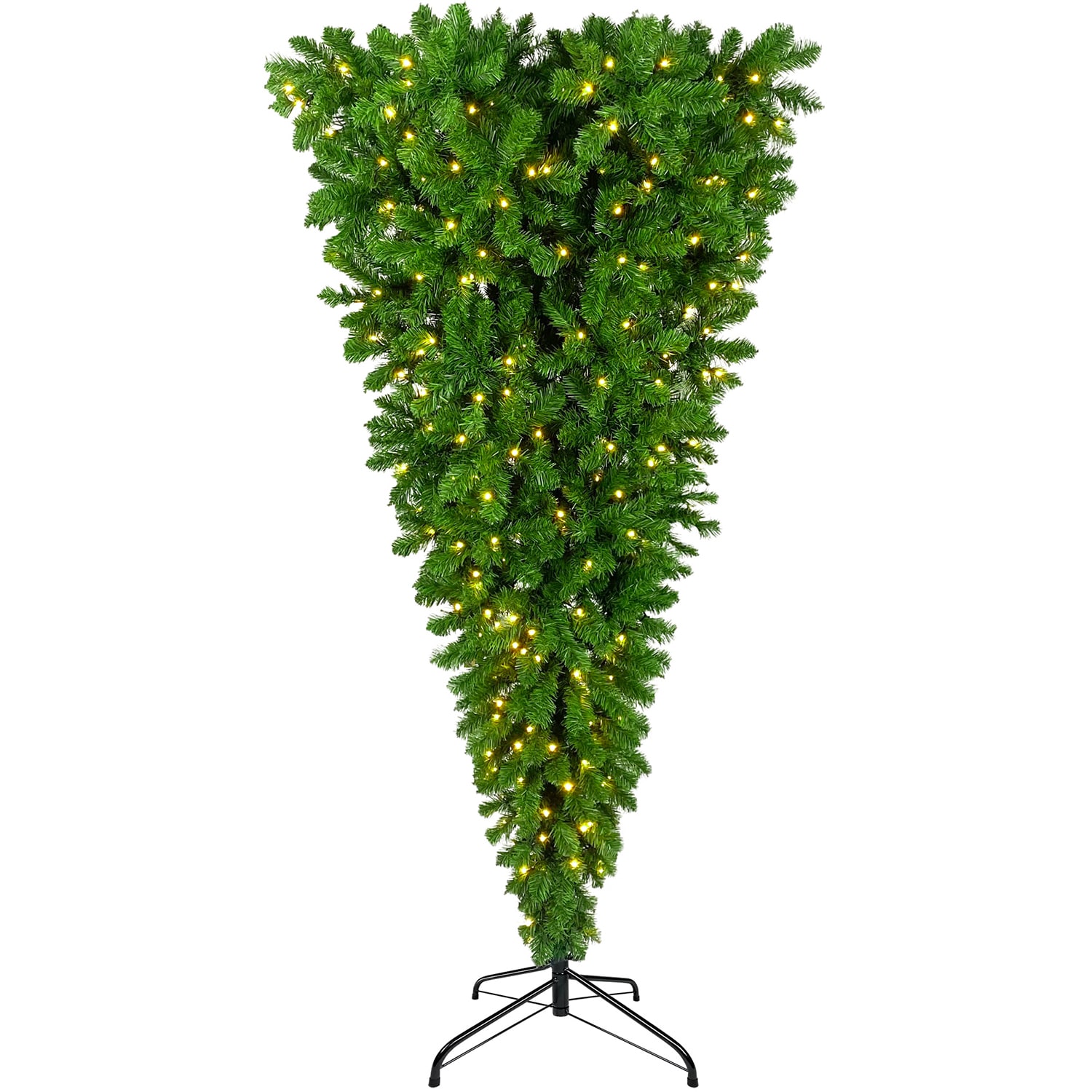 Bybafun YA0500017 6-ft Pre-lit Upside-down Artificial Christmas Tree with LED Lights