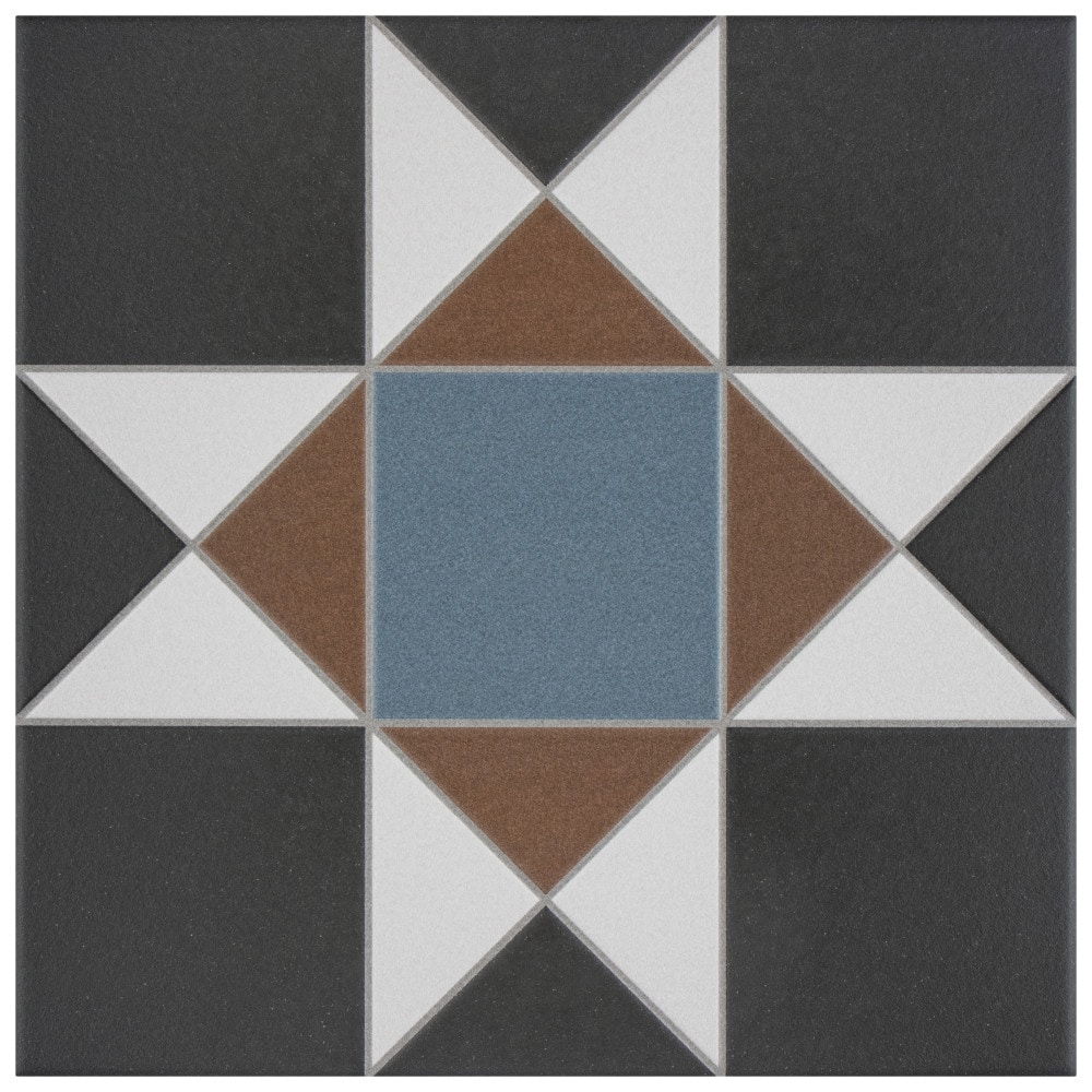 Affinity Tile S1FPE13VNN Sample - Vanity Nouveau 9-in x 9-in Matte Porcelain Patterned Floor and Wall Tile