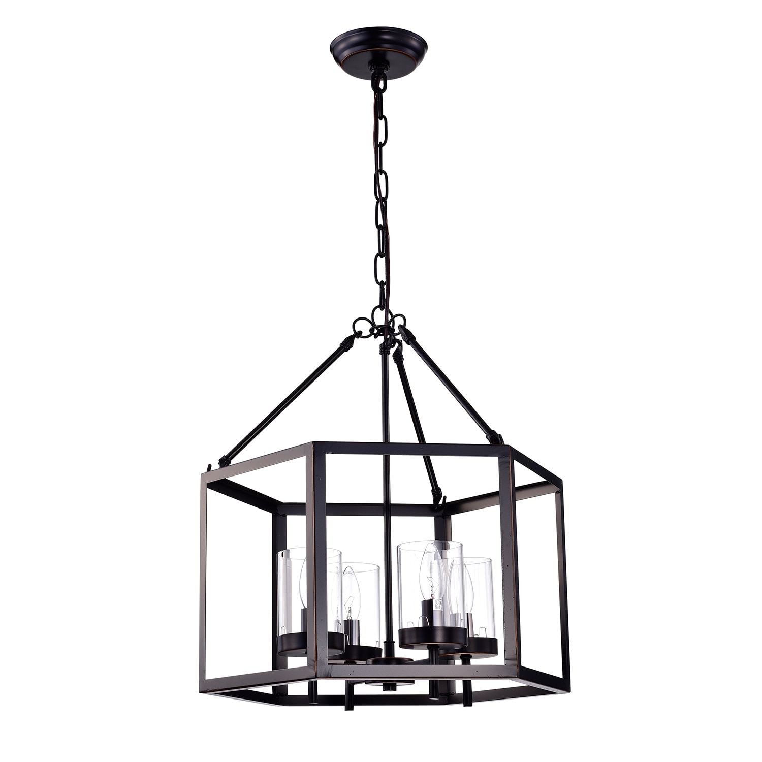 Oil Rubbed Bronze 4-Light Hexagon Cage Chandelier