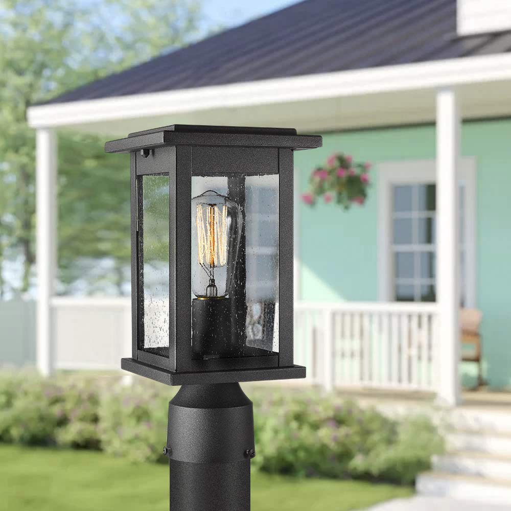 LTMATE JAZAVA 12-in Black Industrial Outdoor Post Light in the Post ...