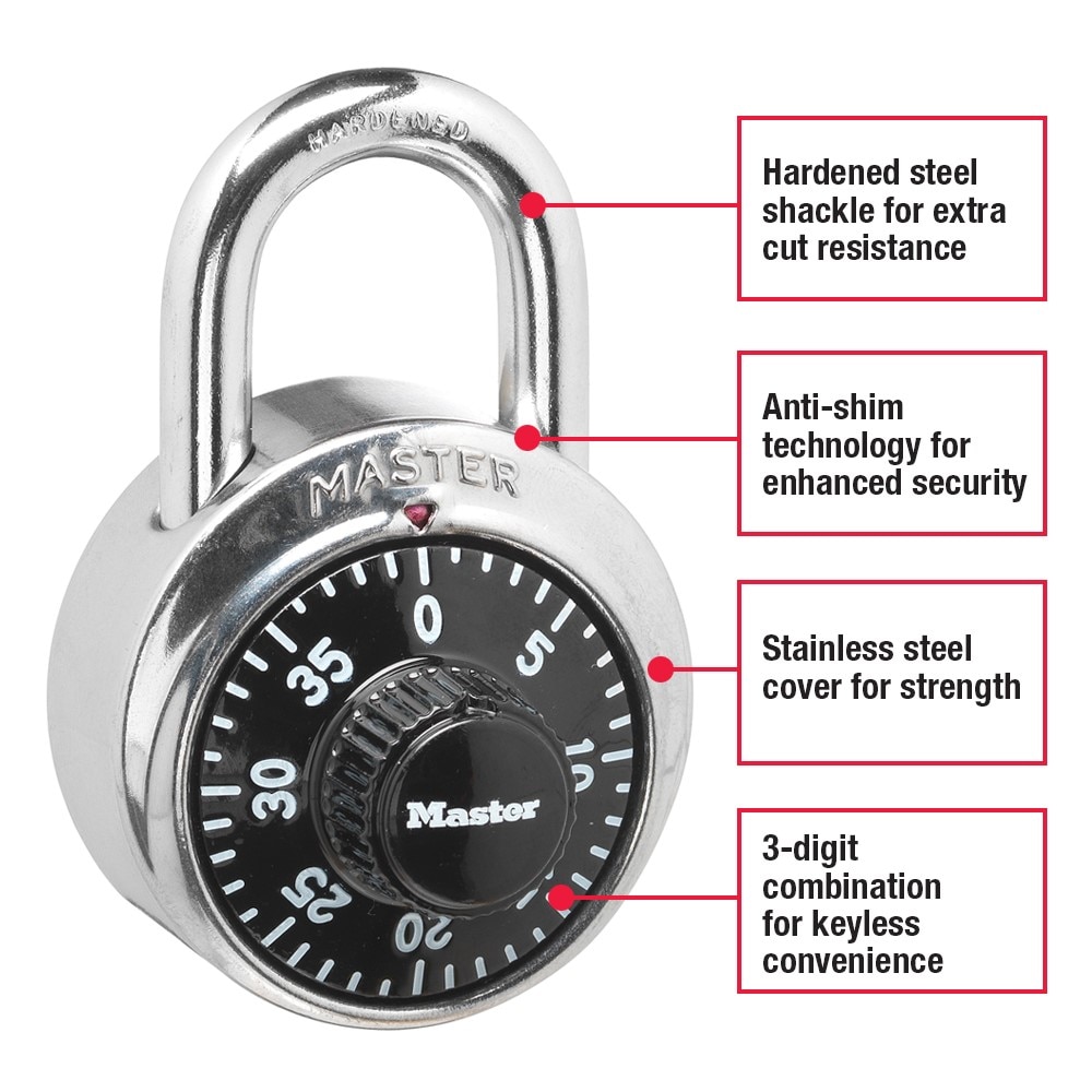 Master Lock Standard Dial Combination Padlock 1500T, 1-7/8 inch wide, Pack  of 2