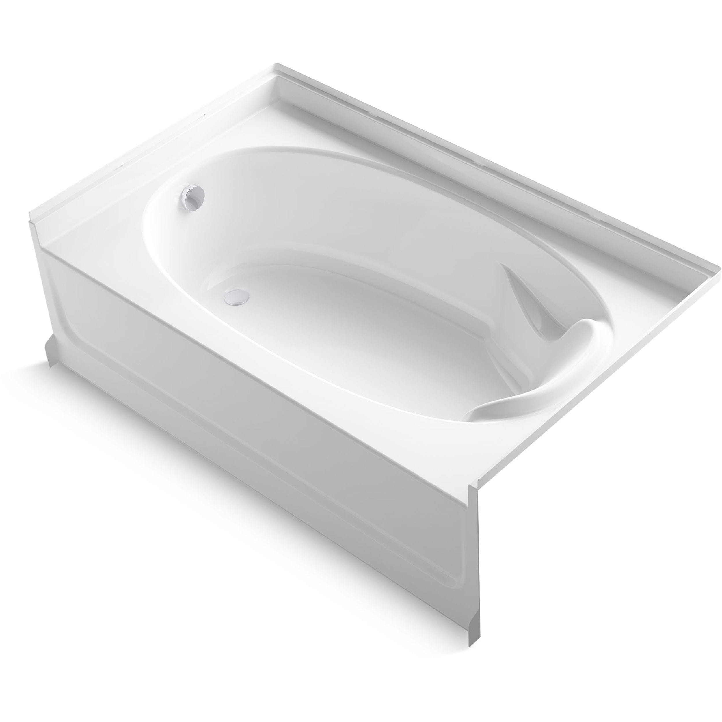 Sterling 71100110-0 Ensemble Tile 36-Inches x 60.25-Inches White Polyresin and fiberglass Oval Alcove Soaking bathtub ( Left Drain )