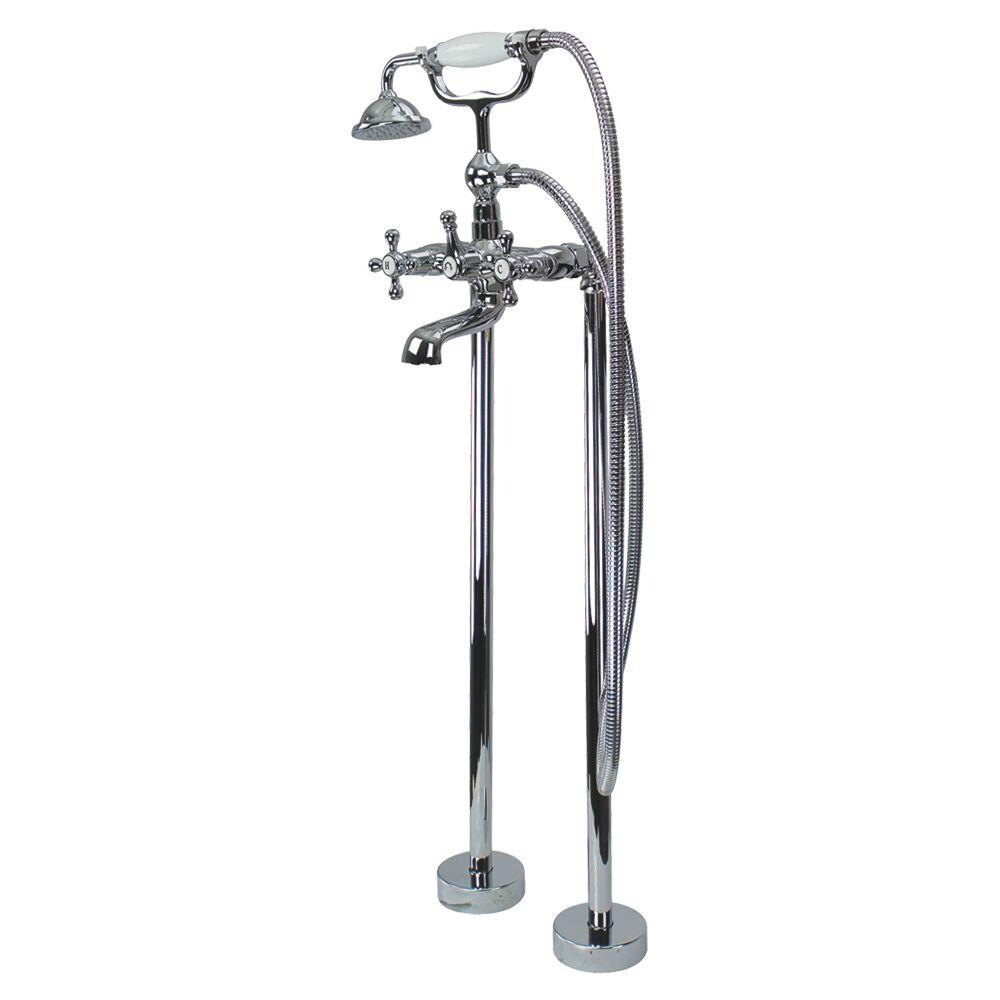 Transolid T4210-PC Cromwell Polished Chrome 2-handle Freestanding Low-arc Bathtub Faucet with Hand Shower ( Valve Included )