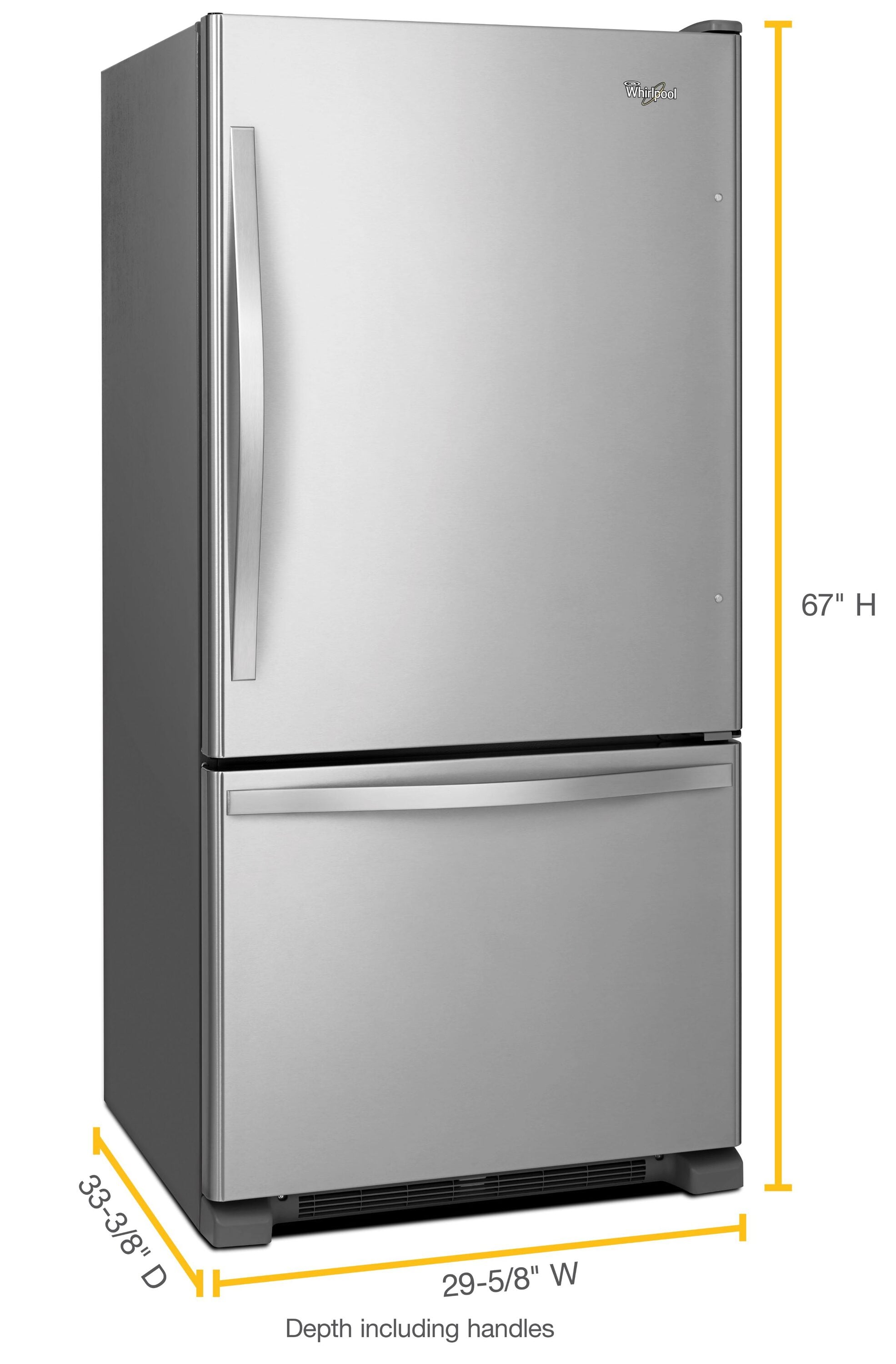 Whirlpool 18.7-cu ft Bottom-Freezer Refrigerator with Ice Maker (Stainless  Steel) ENERGY STAR in the Bottom-Freezer Refrigerators department at