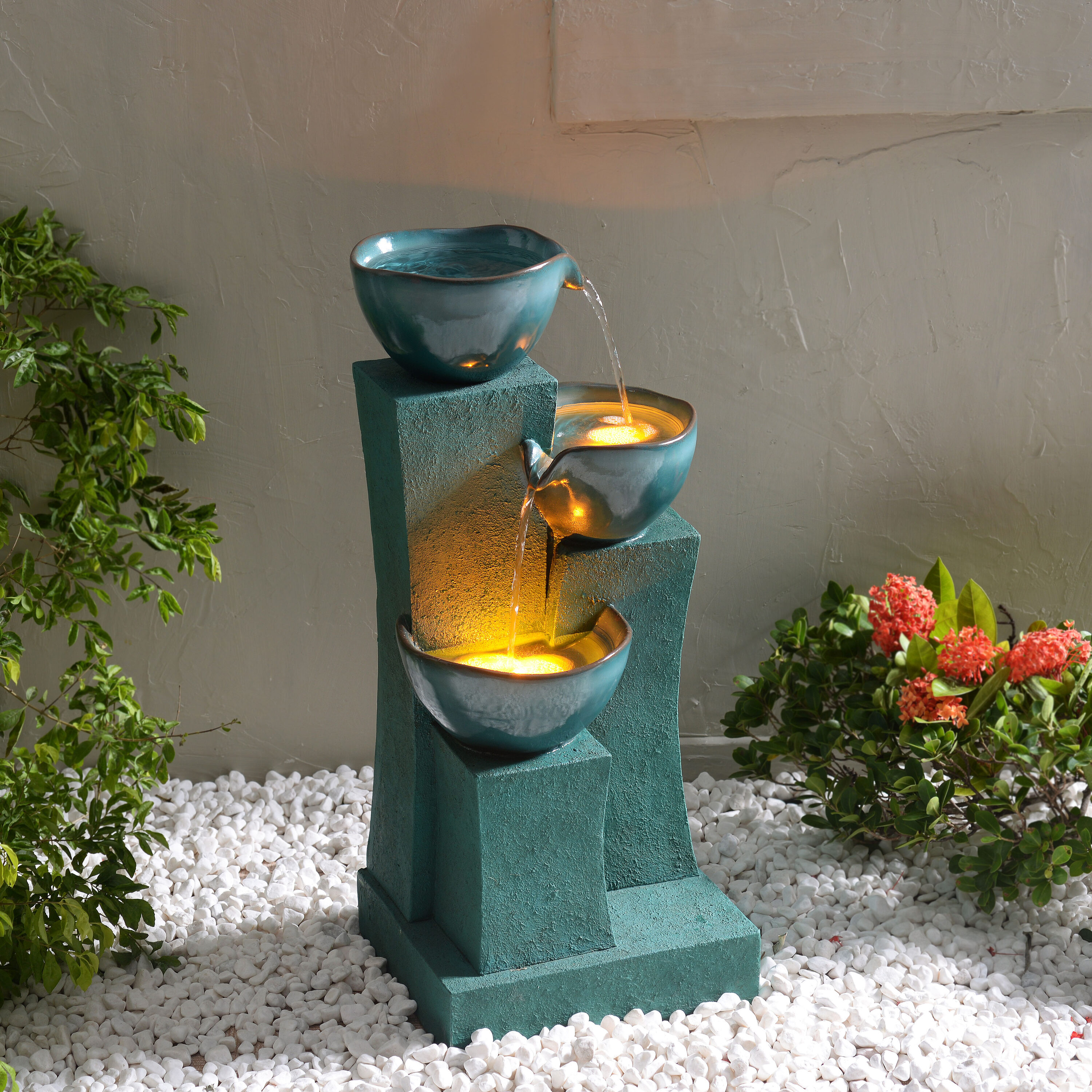 Teamson Home 28.54-in H Resin Water Tiered Outdoor Fountain Pump ...