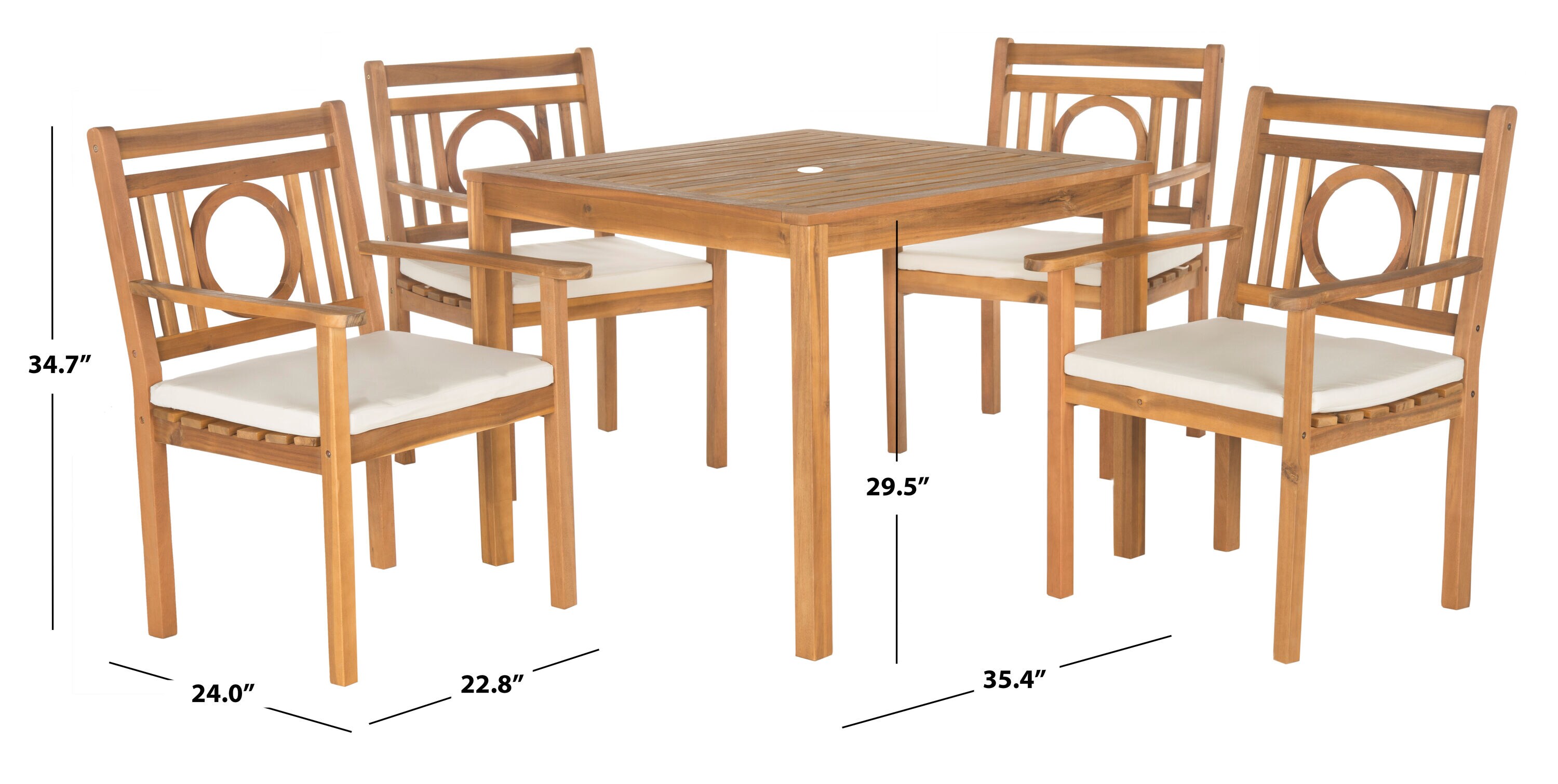 Montclair 4 Person Brown Acacia Casual Square Dining Set