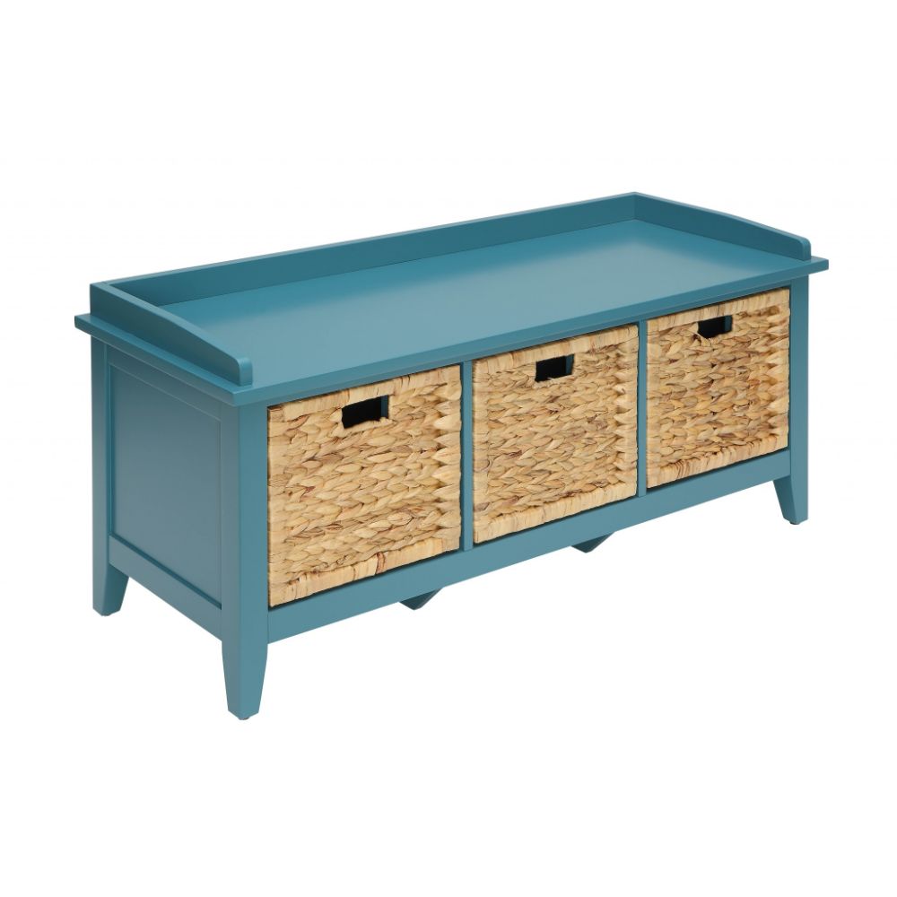 HomeRoots 286649 Amelia Modern Teal Accent Bench with Storage 43-in x 16-in x 19-in