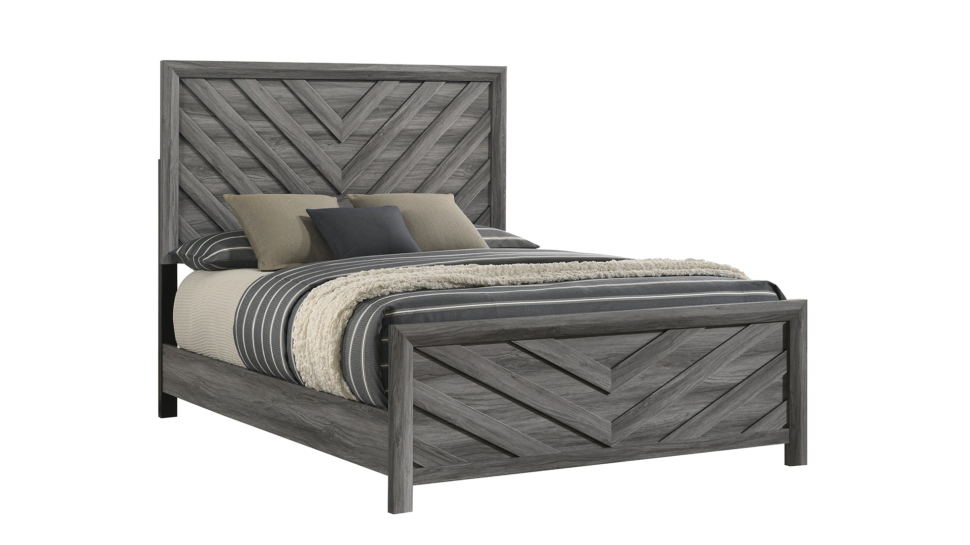 Galaxy 601955555982 Denver Gray Queen Wood Panel Bed