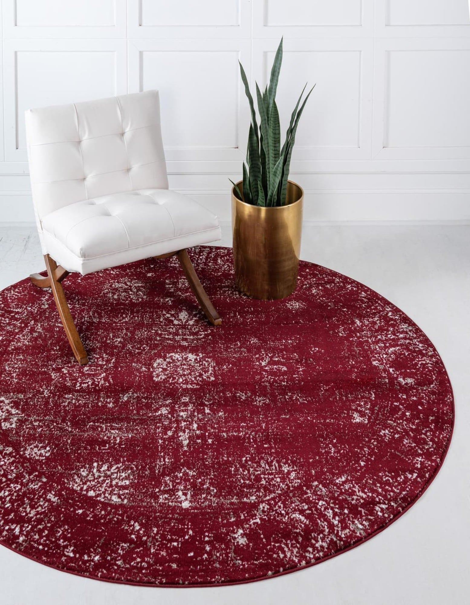 Unique Loom 3147036 Sofia 5 x 5 (ft) Loomed Polypropylene Burgundy Round Indoor Floral Bohemian/Eclectic Area rug