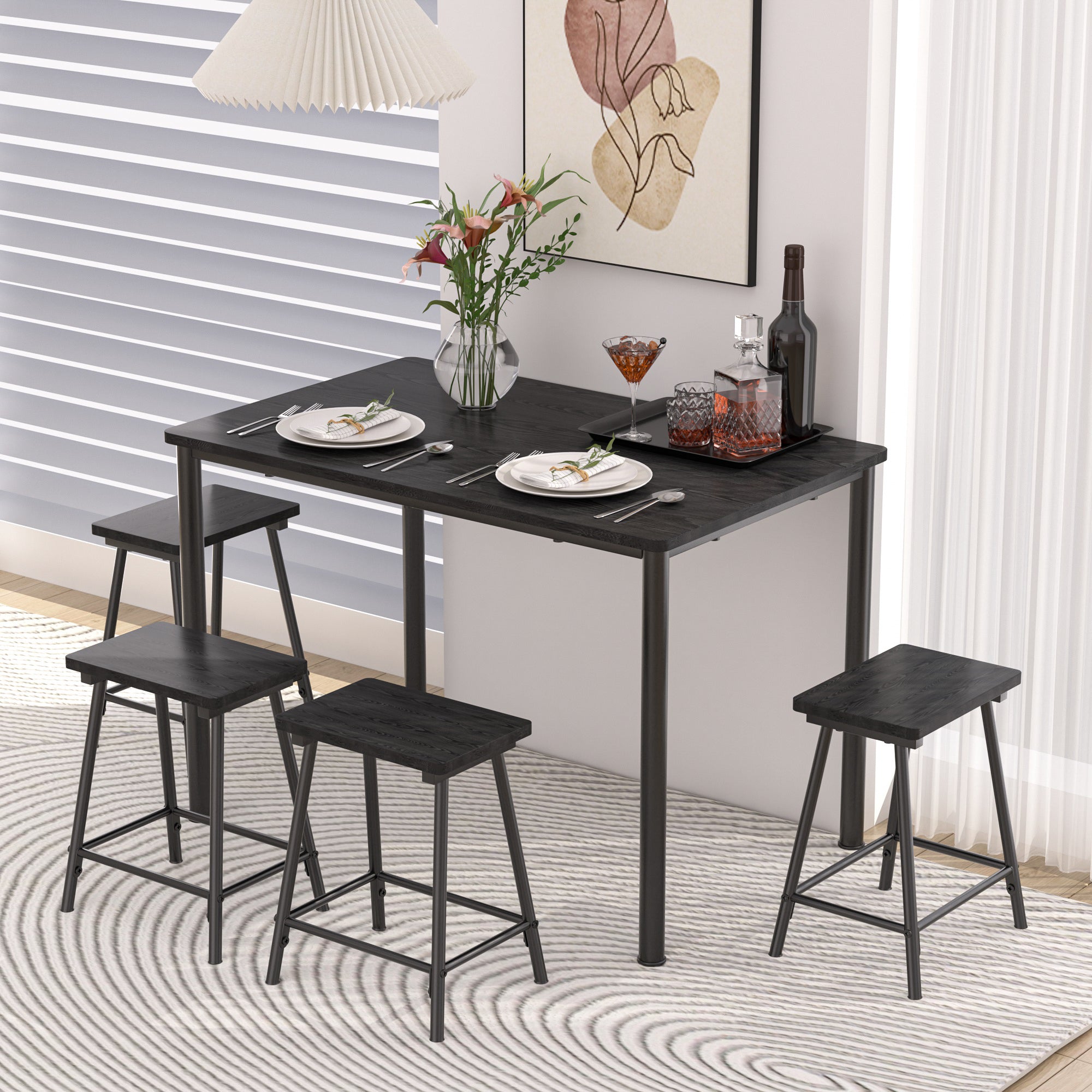 Vecelo LOE-JYX-TC14-BLK Dining-Sets - View #2