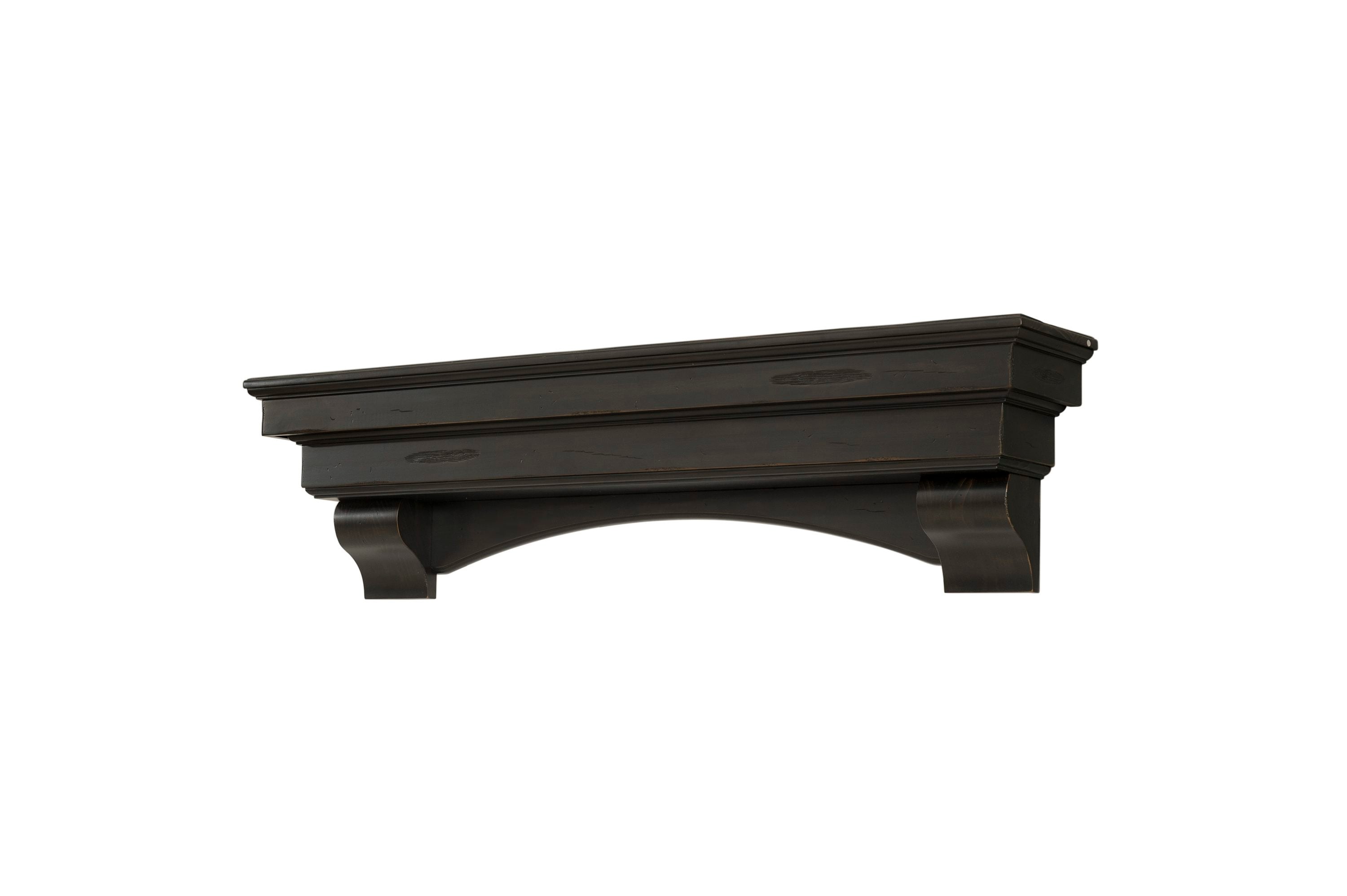 Pearl Mantels SSUP6049720L 60-in W x 15-in H x 10-in D Dark Roast Distressed Pine Hollow MDF Traditional Fireplace Mantel