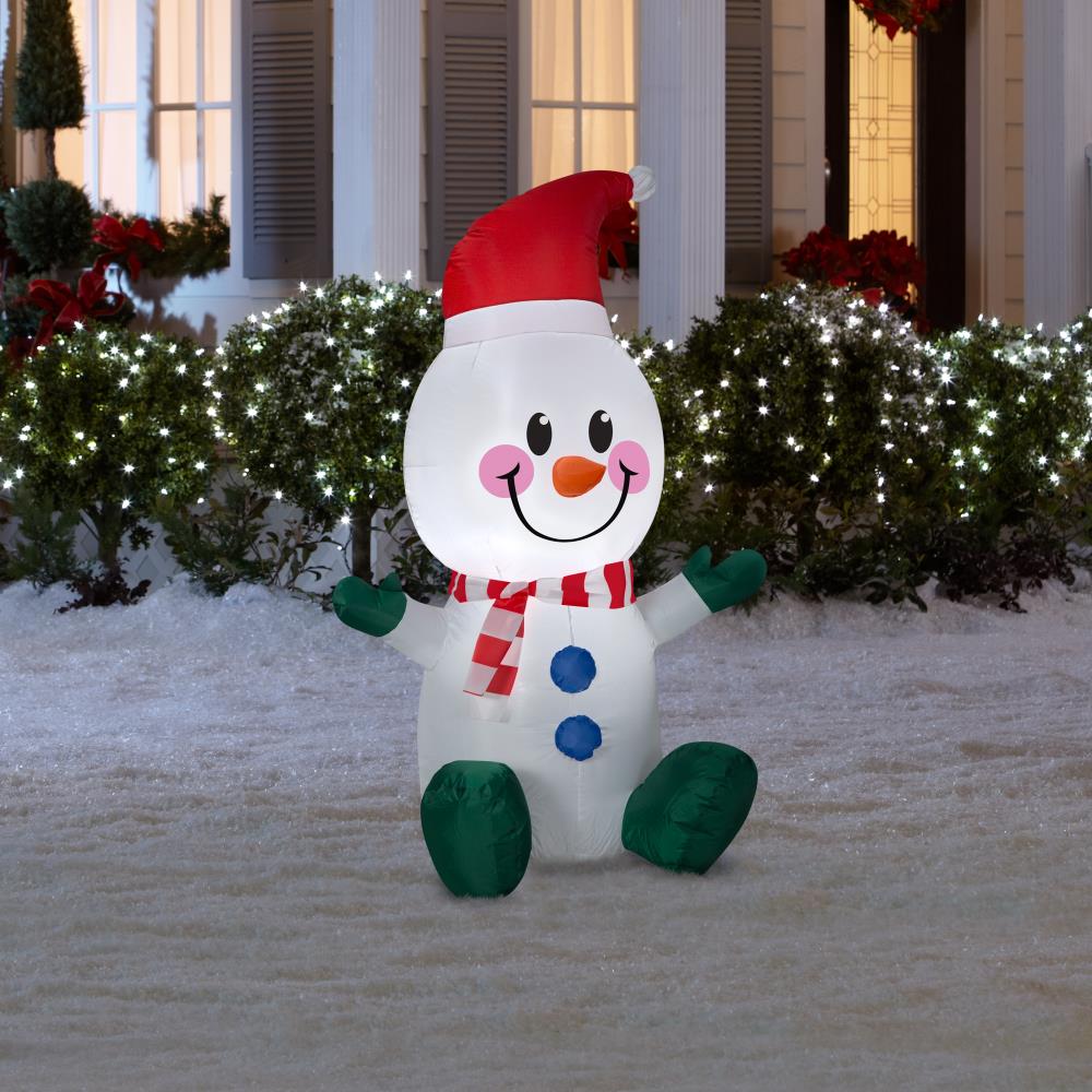 Holiday Living 4-ft Lighted Snowman Christmas Inflatable at Lowes.com