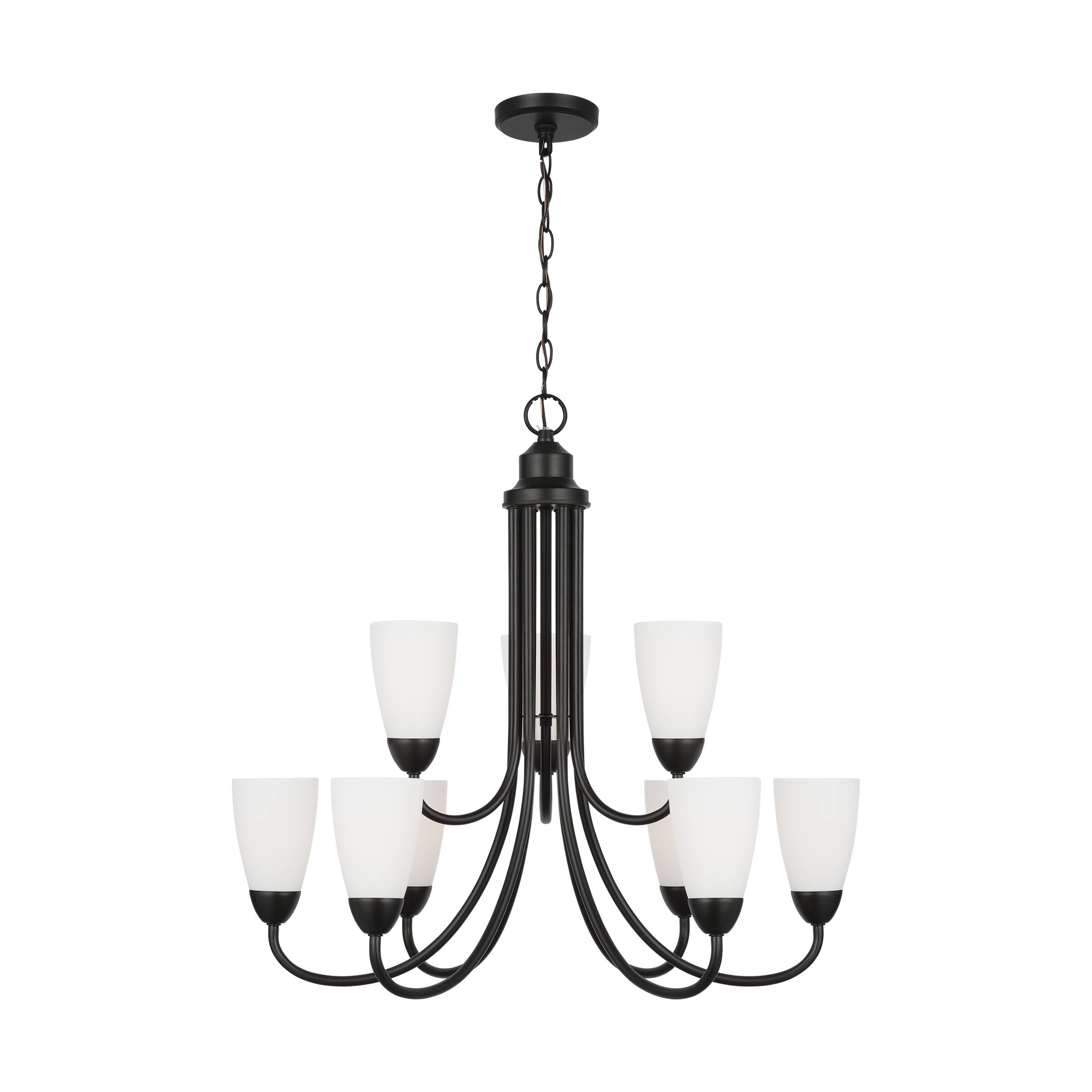 Generation Lighting 3120209EN3-112 Seville 9 -Light Black Modern/contemporary For Use in Dining Rooms, Foyers, Living Rooms Chandelier