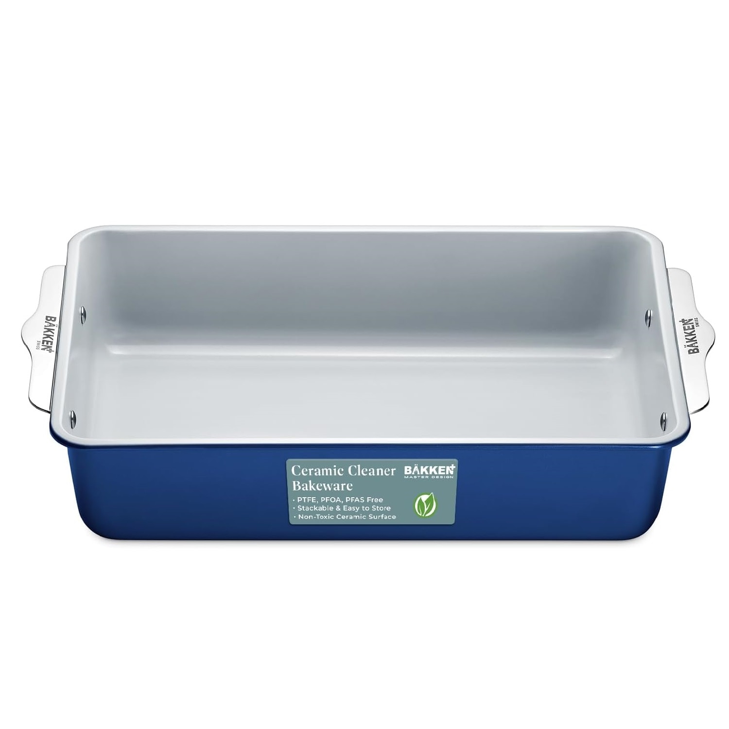 Bakken Swiss Roaster Pan Aluminized Steel with Ceramic Non Stick Coating Heavy Duty Non Toxic PFOA and PFAS Free Baking and Roasting Pan Perfect Size for Oven Cooking and Everyday Baking Blue