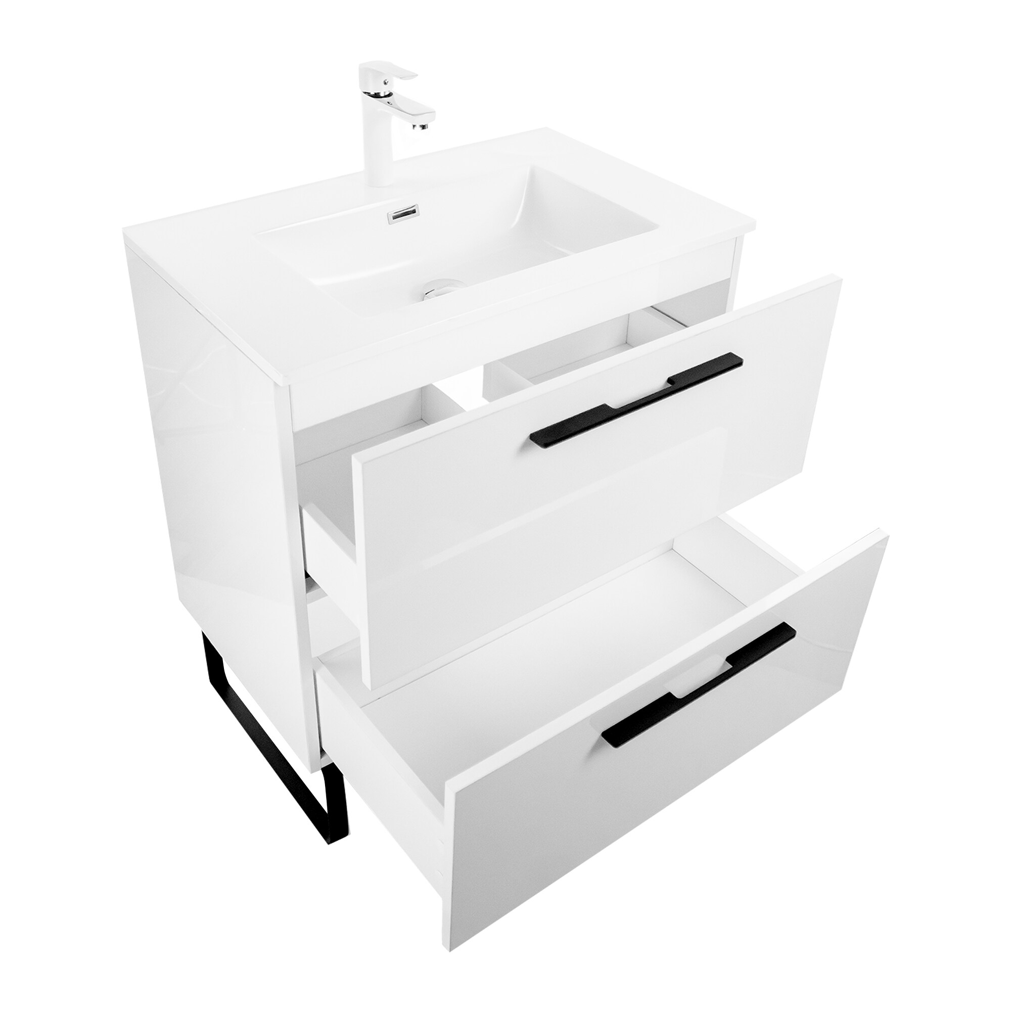 GRAVITA DESIGNS 36-in White High Gloss Single Sink Bathroom Vanity with ...