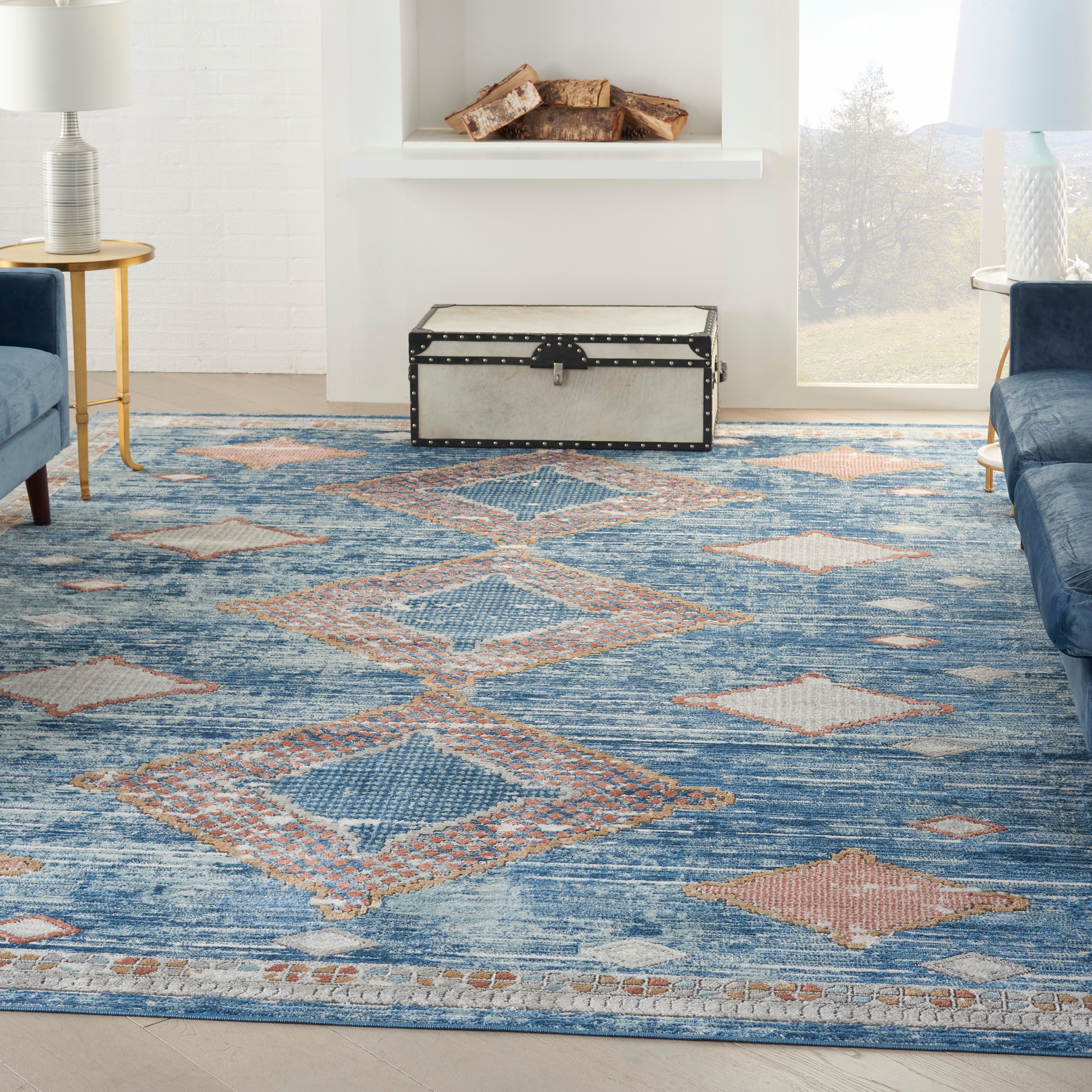 Nourison Concerto 9 X 12 (ft) Blue Indoor Border Area Rug in the Rugs ...