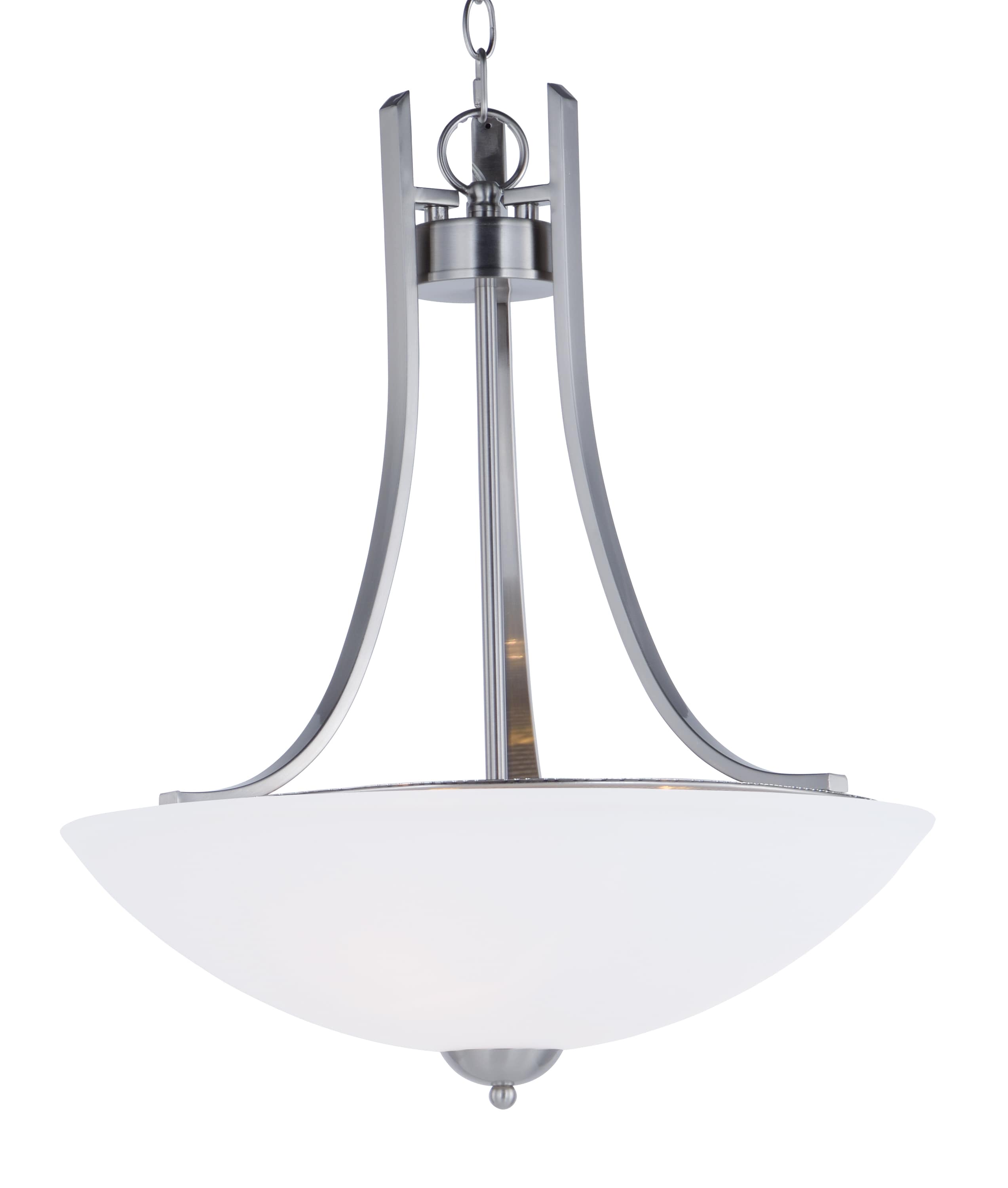 Maxim Lighting 21654SWSN Taylor 3 -Light Satin Nickel Traditional White glass Bowl Medium Hanging Pendant light