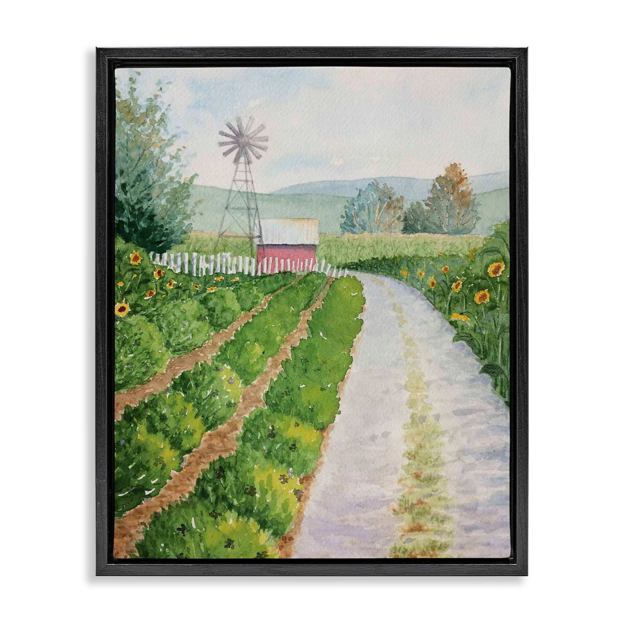 Stupell Industries BS-572-FFB-16X20 Tranquil Farm Path Black Framed Floater Canvas Wall Art By Stephanie Fielden 17 x 21