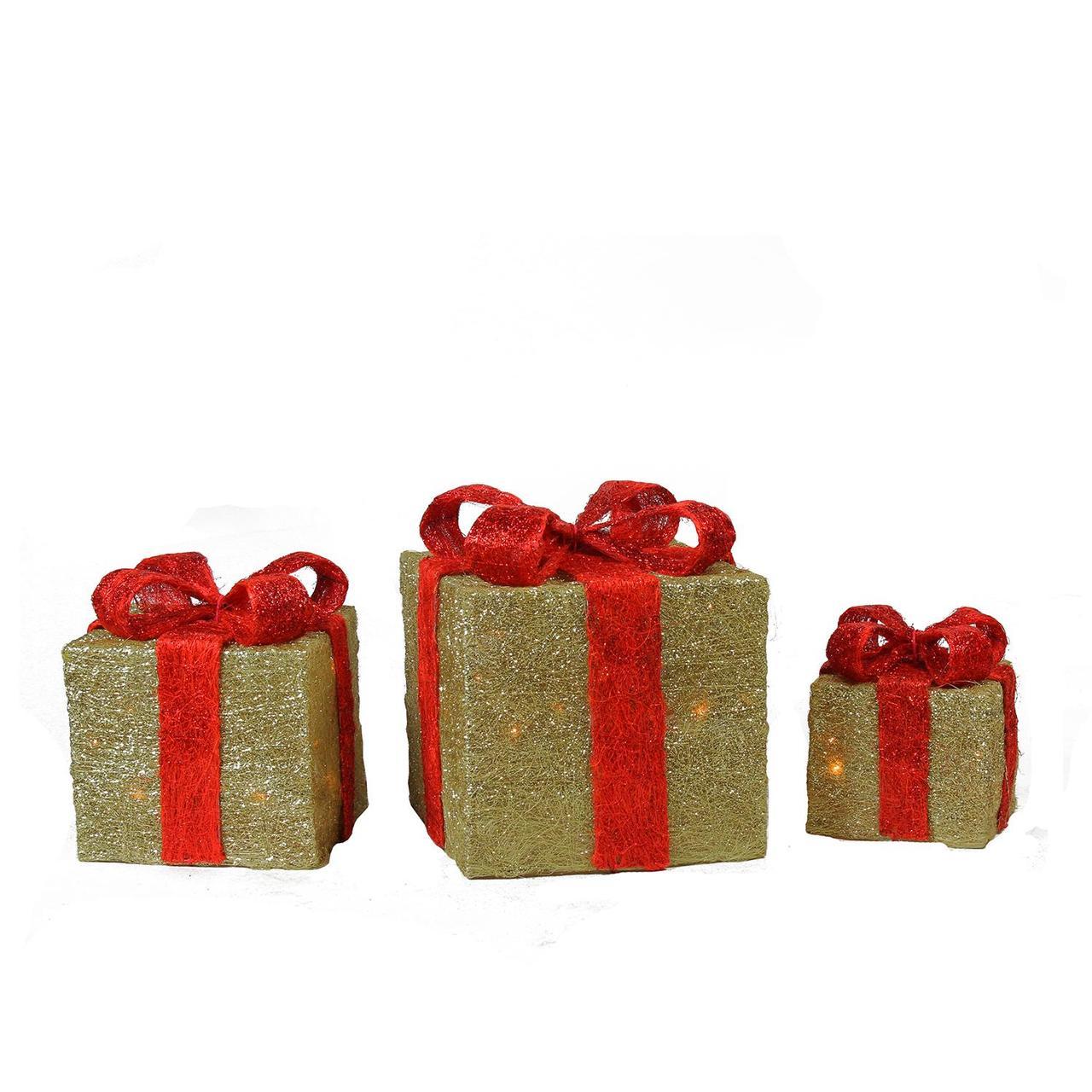 Home Accents Holiday 4.5 ft. Tinsel LED Stacked Gift Boxes Holiday