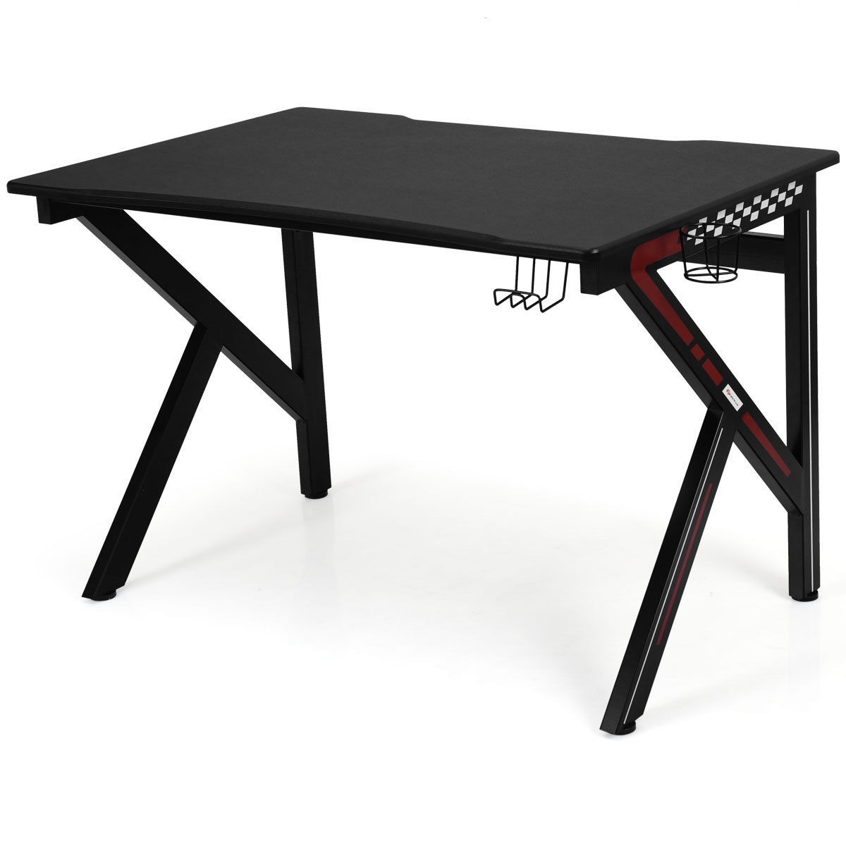 Slickblue 45-inch W- Black K-Shaped Gaming Desk PVC MDF Top Steel Frame For Home Office Bedroom Dorm