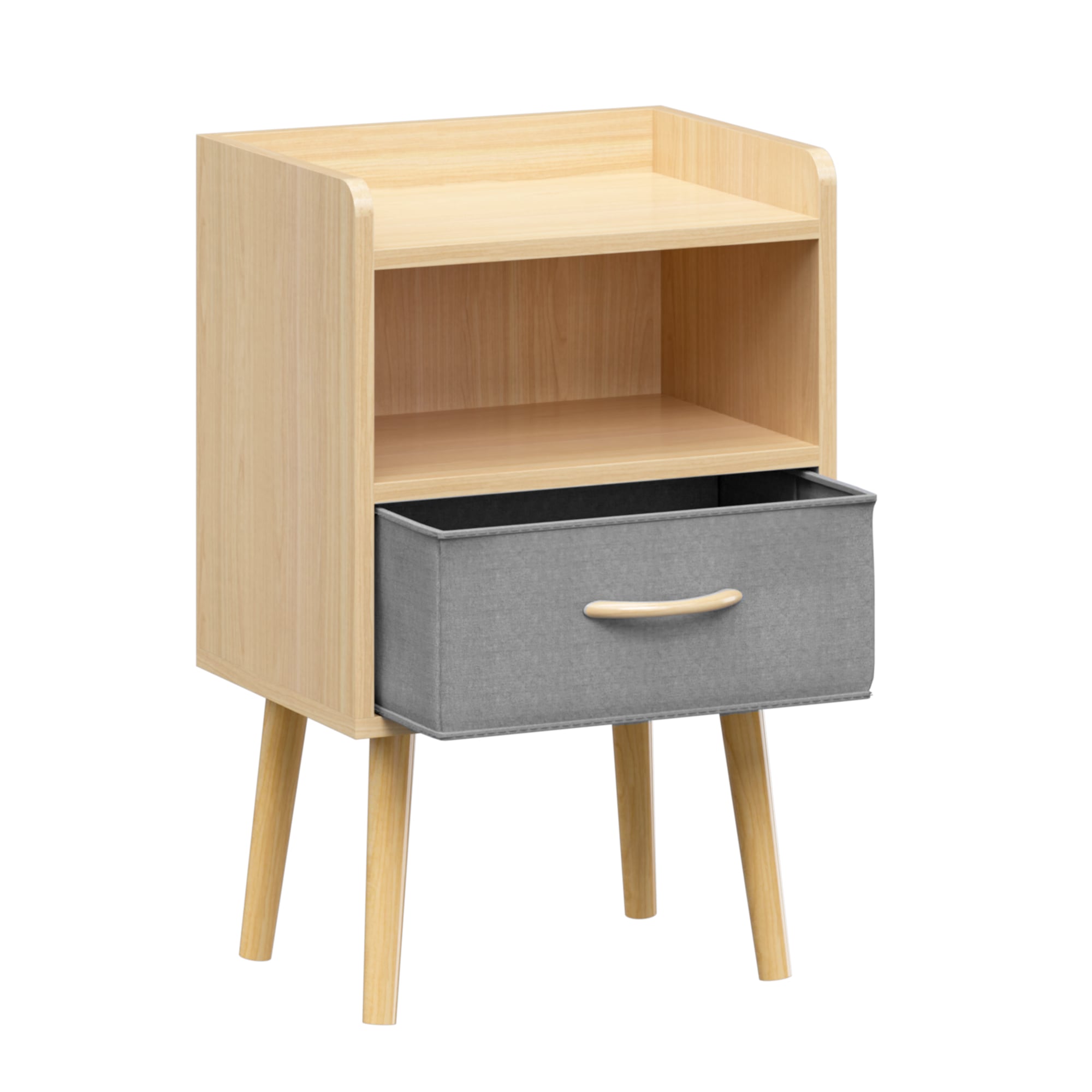 GZMR 1-Drawer Oak Wood Nightstand with Open Shelf in the Nightstands ...