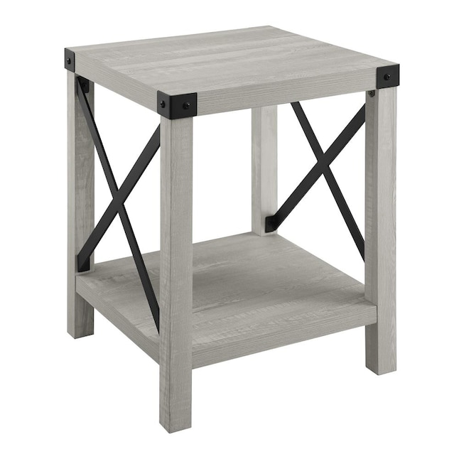 Walker Edison Stone Grey Composite, Grey Side Table With Storage