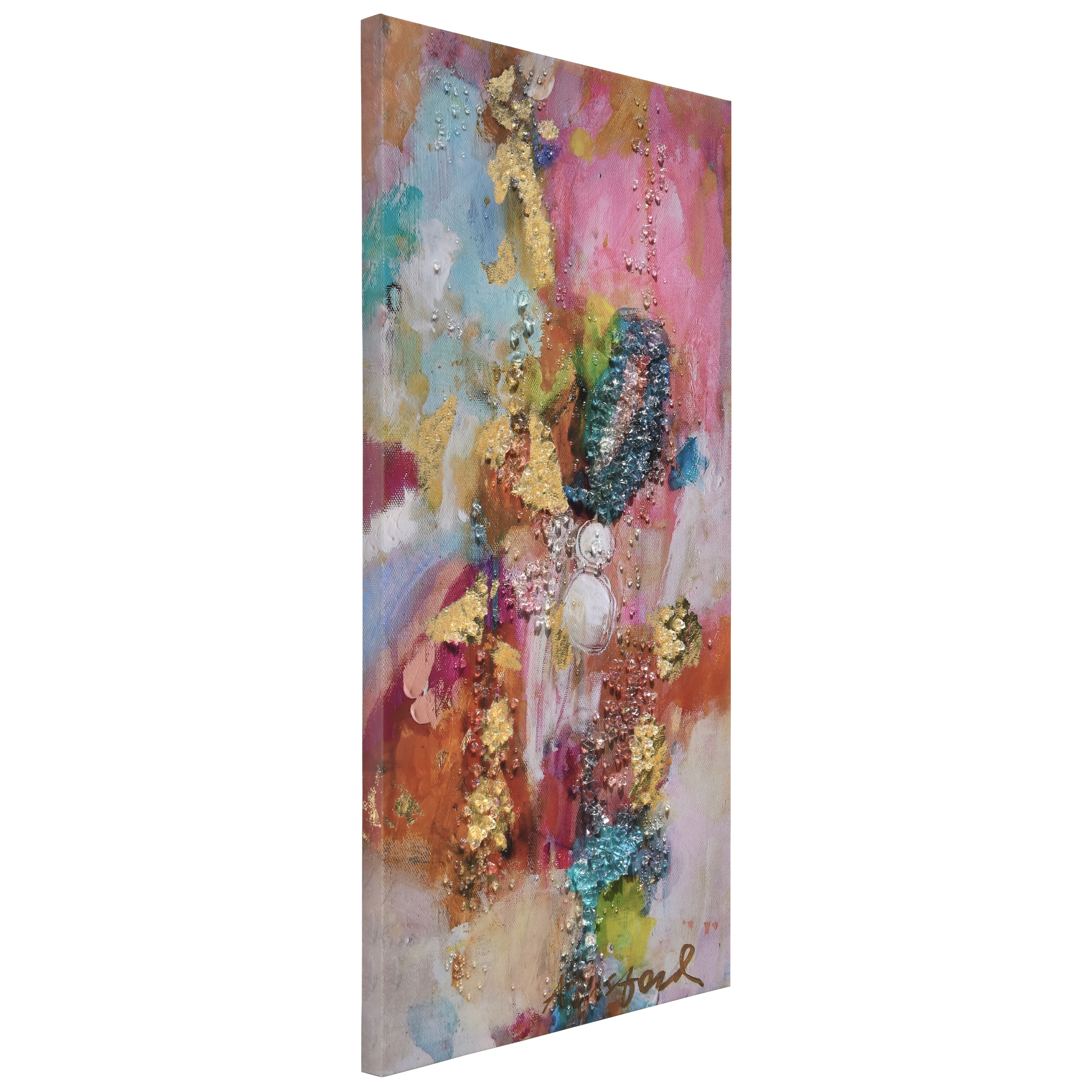 Colorful Symphony II 24" x 48" Abstract Epoxy Coated Canvas Wall Art