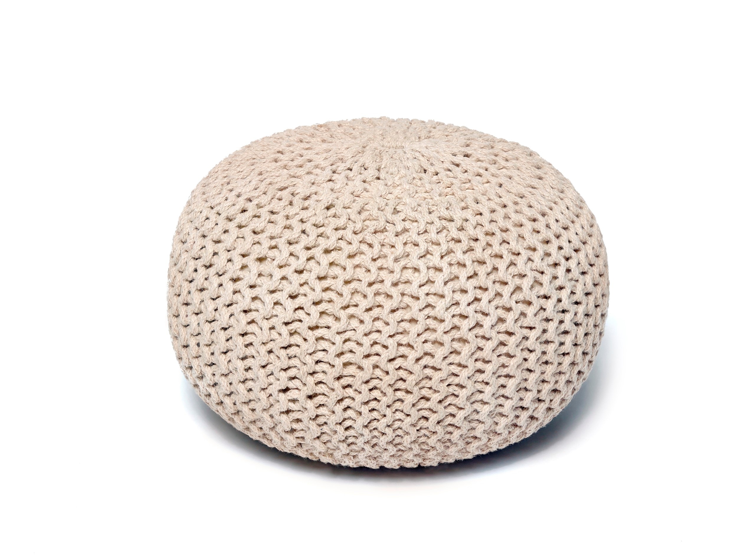 Anji Mountain Modern Ivory Jute Round Ottoman at Lowes.com